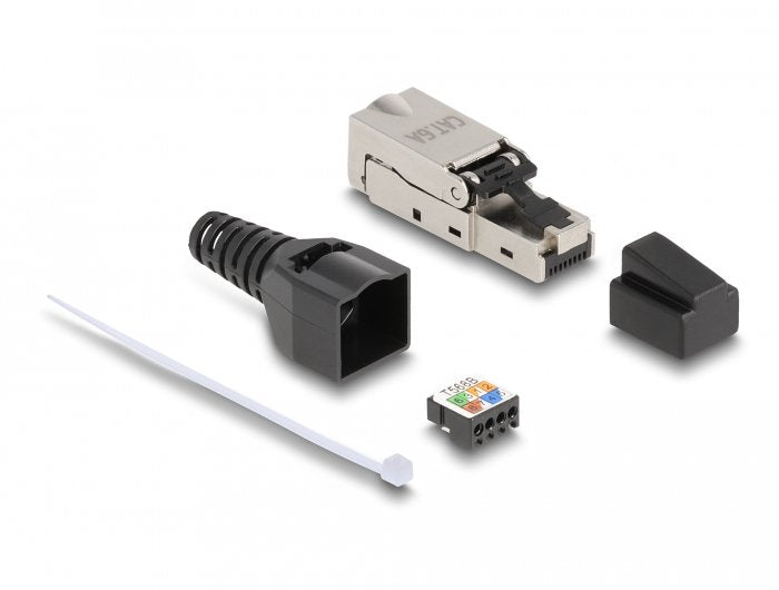 Delock Rj45 Macho A Lsa Con Protección Contra Tirones Y Cubierta Antipolvo Cat.6a Sin Herramientas