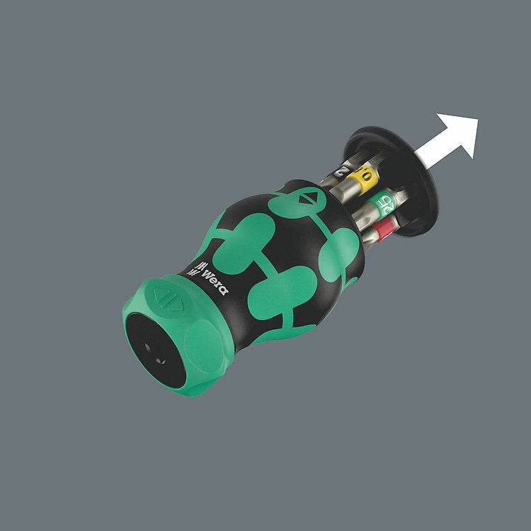 Wera Force Shape Compact Stubby Magazine Ra 2, Bit Set Black/Green, 6 Partes, 1/4 ", Con Función De Trinquete 05008892001