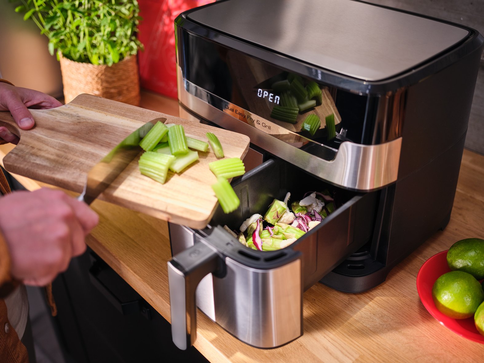 Freidora Tefal Ey905d De Aire Caliente Acero Fino/Negro