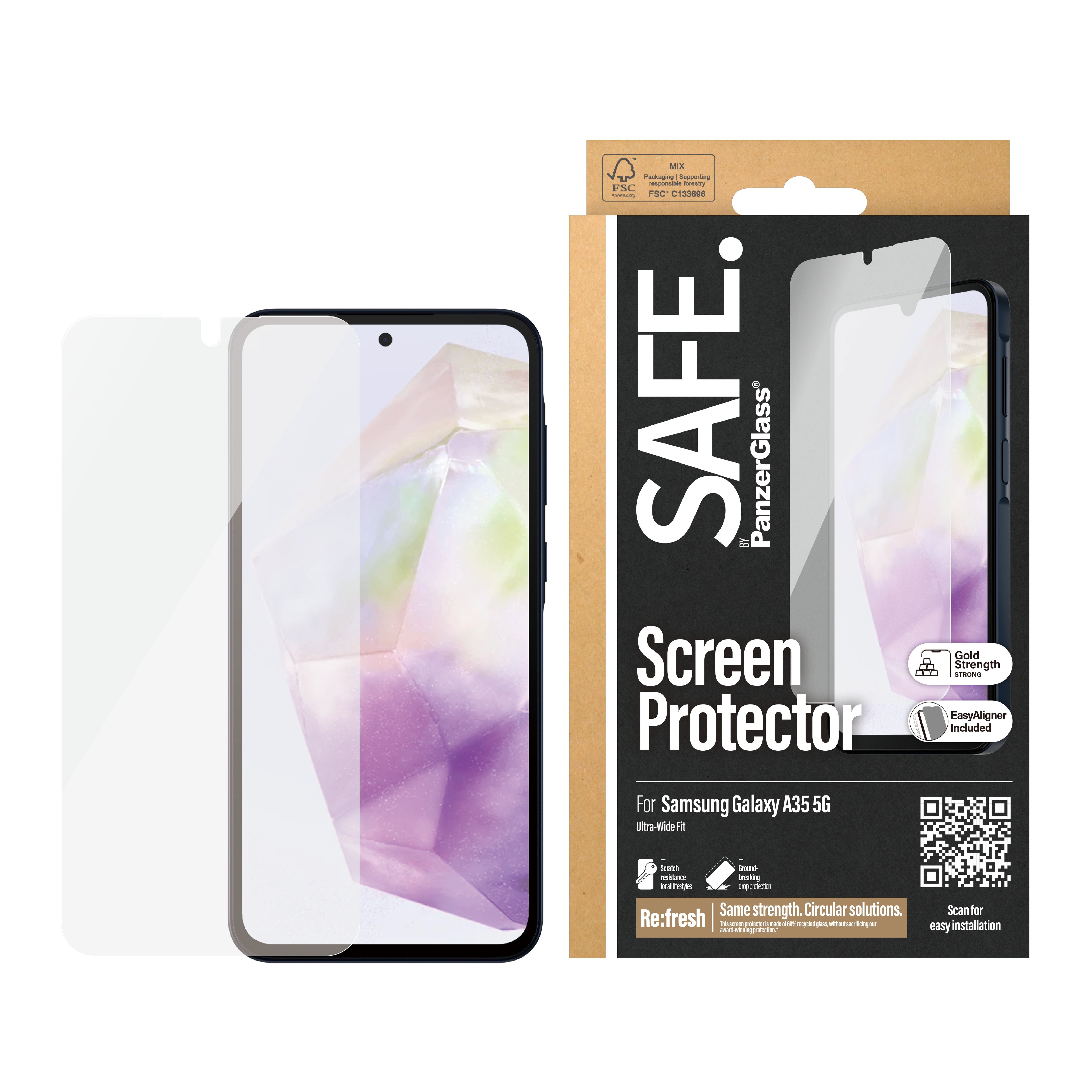 EAN 5711724956867 - PanzerGlass SAFE. by ® Screen Protector Samsung Galaxy A35 5G | Ultra-Wide Fit w. EasyAligner Protector d imagen 2