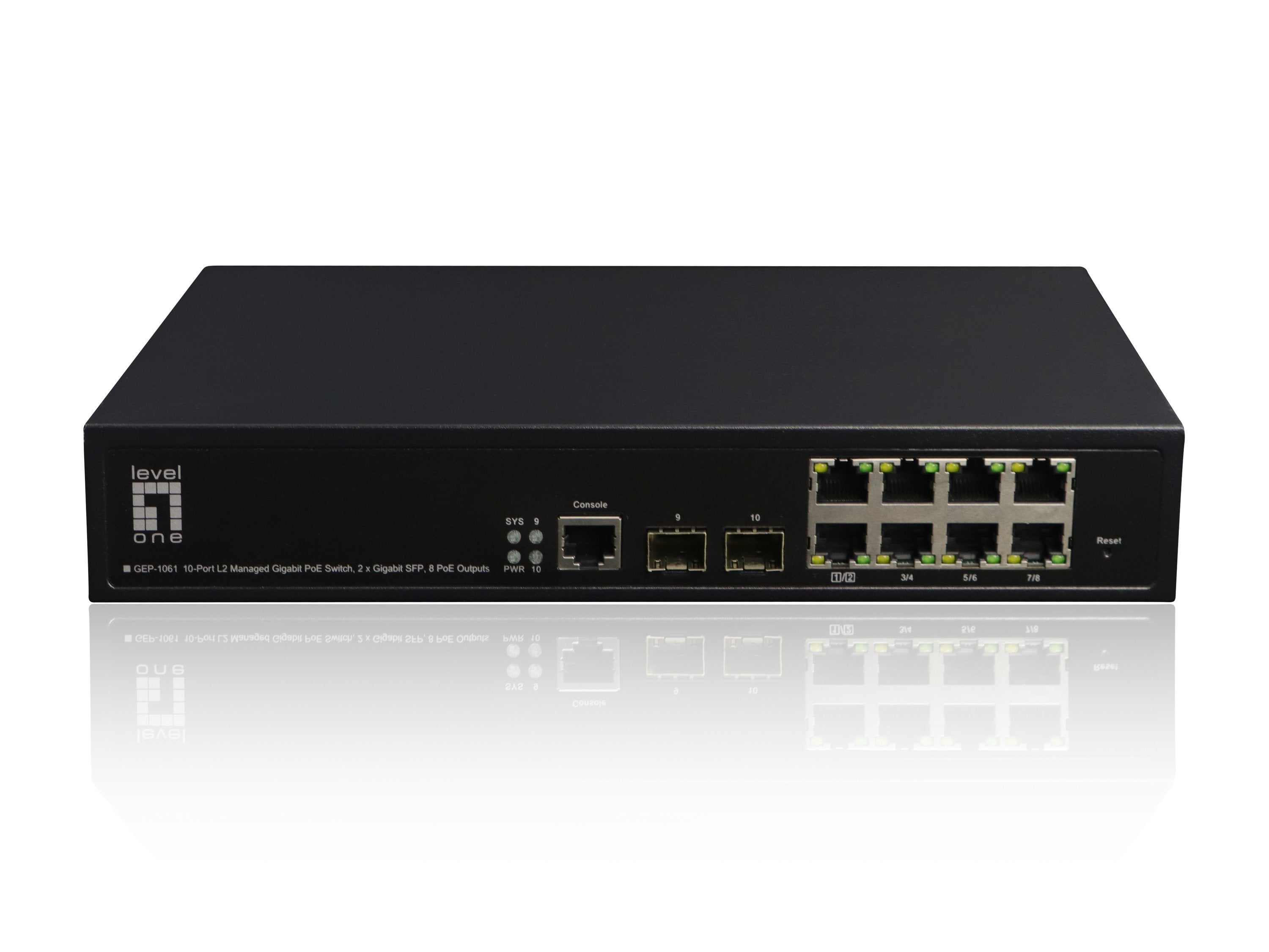 Levelone Switch 10x Ge Gep-1061 2xgsfp 125w 8xpoe