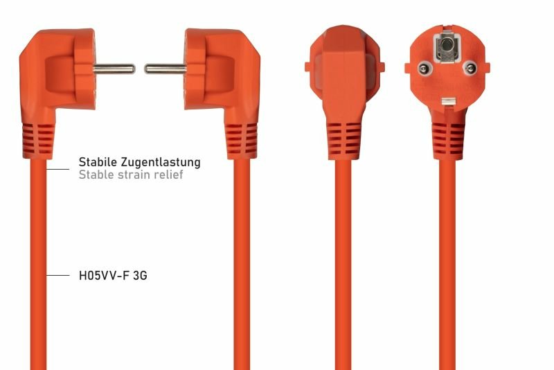 Cablemeimer Schutzkontakt-M. 90° Gew. An C13 Naranja 10m