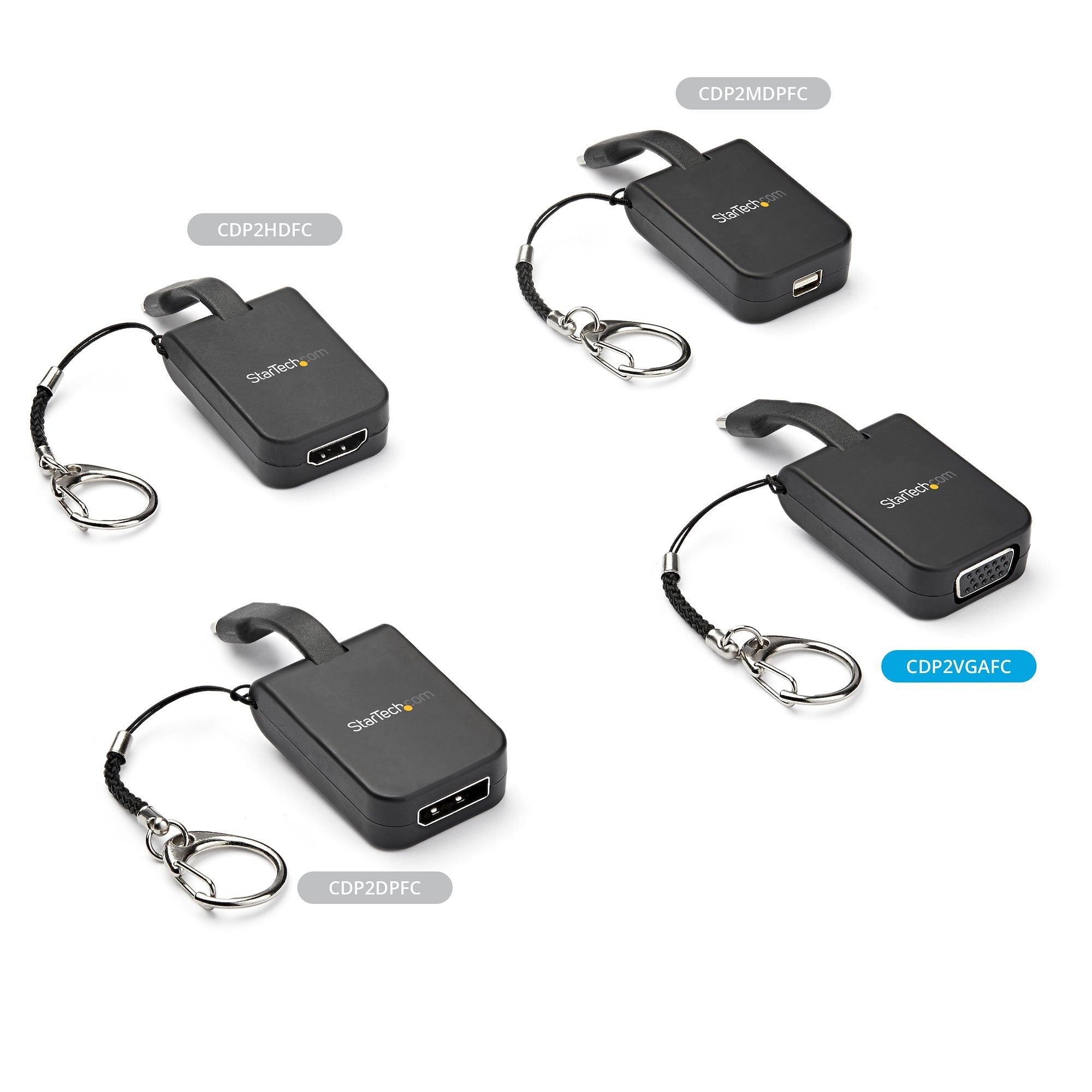 Startech.Com Adaptador Portátil Usb-C A Vga Con Llavero De Conexión Rápida, Usb Tipo C, Salida Vga (D-Sub), 1920 X 1080 Pixeles