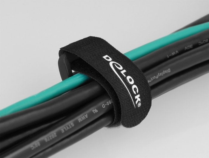 Delock Klett-Cablebinder Mit Schlaufe L 150 X B 20 Mm Schwarz 5 Stück