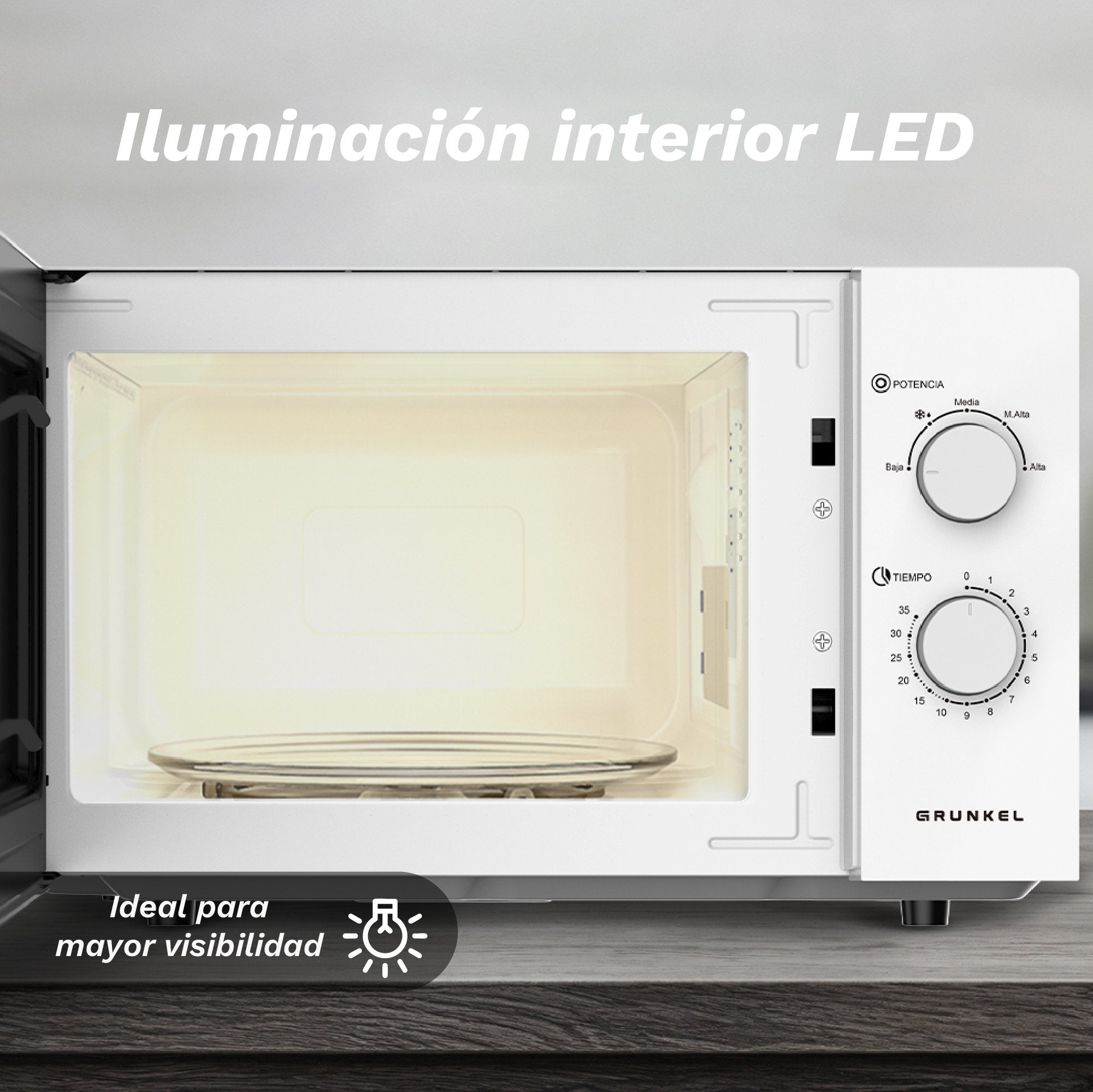Microondas Grunkel Mw-25easy 850w Capacidad 25l Blanco