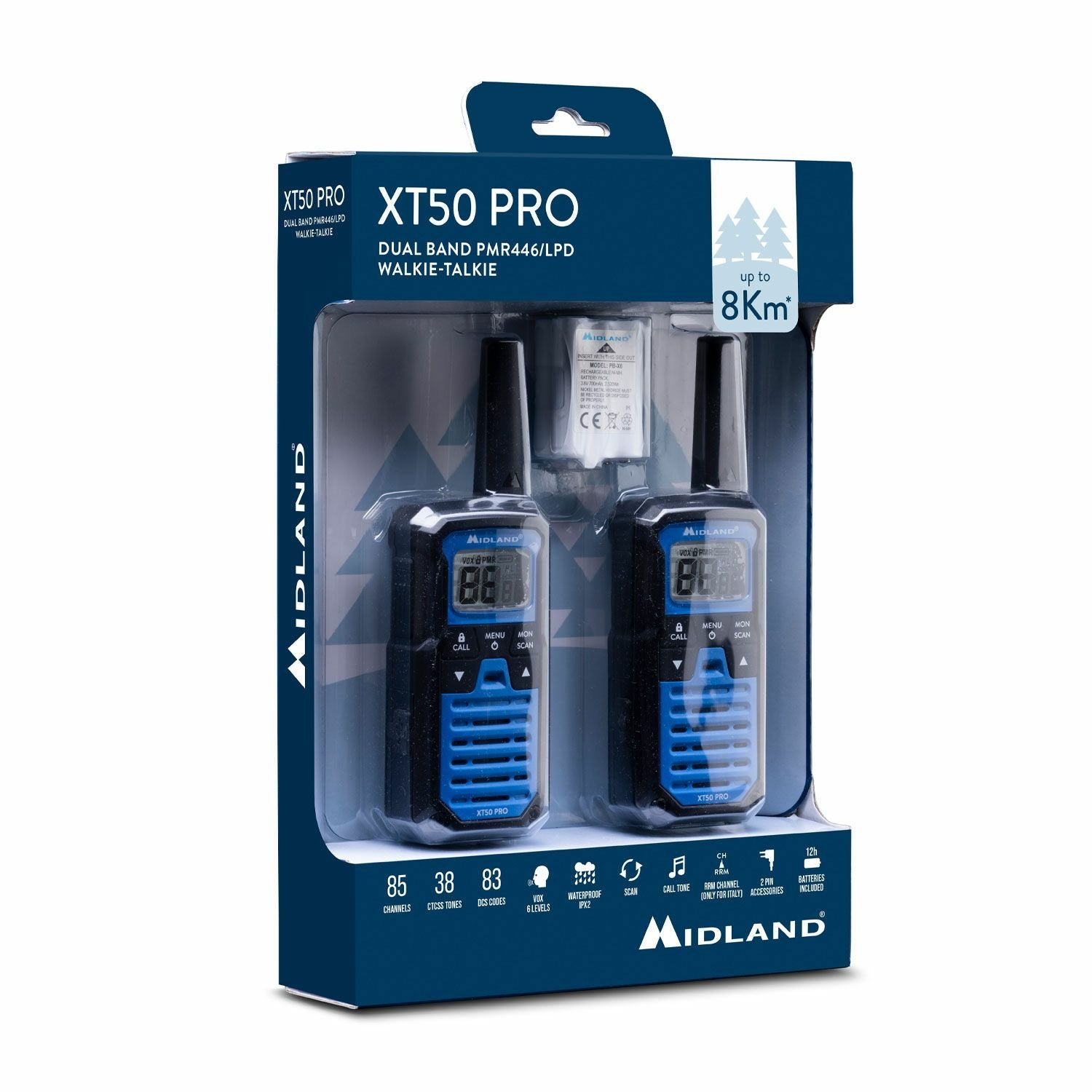 EAN 8011869203893 - Midland XT50 Pro two-way radios 85 canales Negro, Azul imagen 3