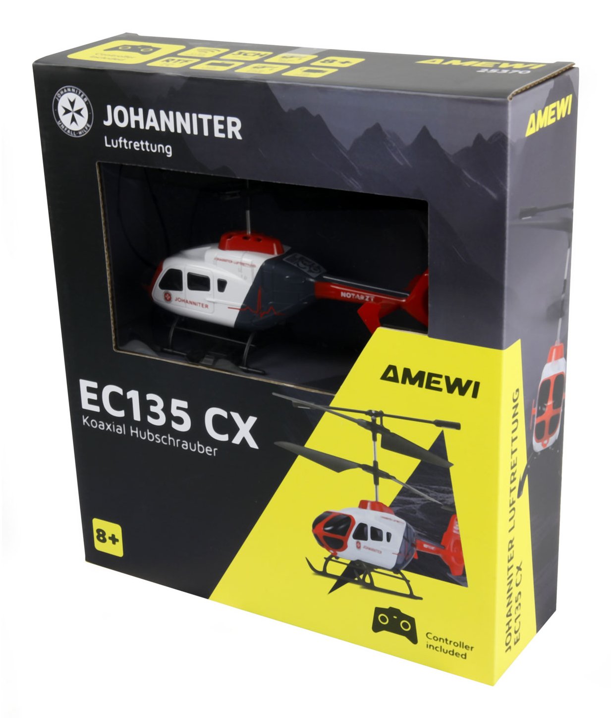 Amewi Ec135 Cx Johanniter Koaxial Hubschrauber 3-Kanal Rtf