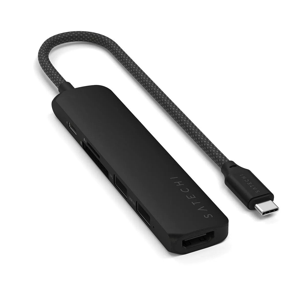 Satechi 6-W-1 Usb-C Slim Multiport Usb-C (Usb-C, 2x Usb-A, 4k Hdmi, Czytnik Kart Micro/Sd) (Negro)