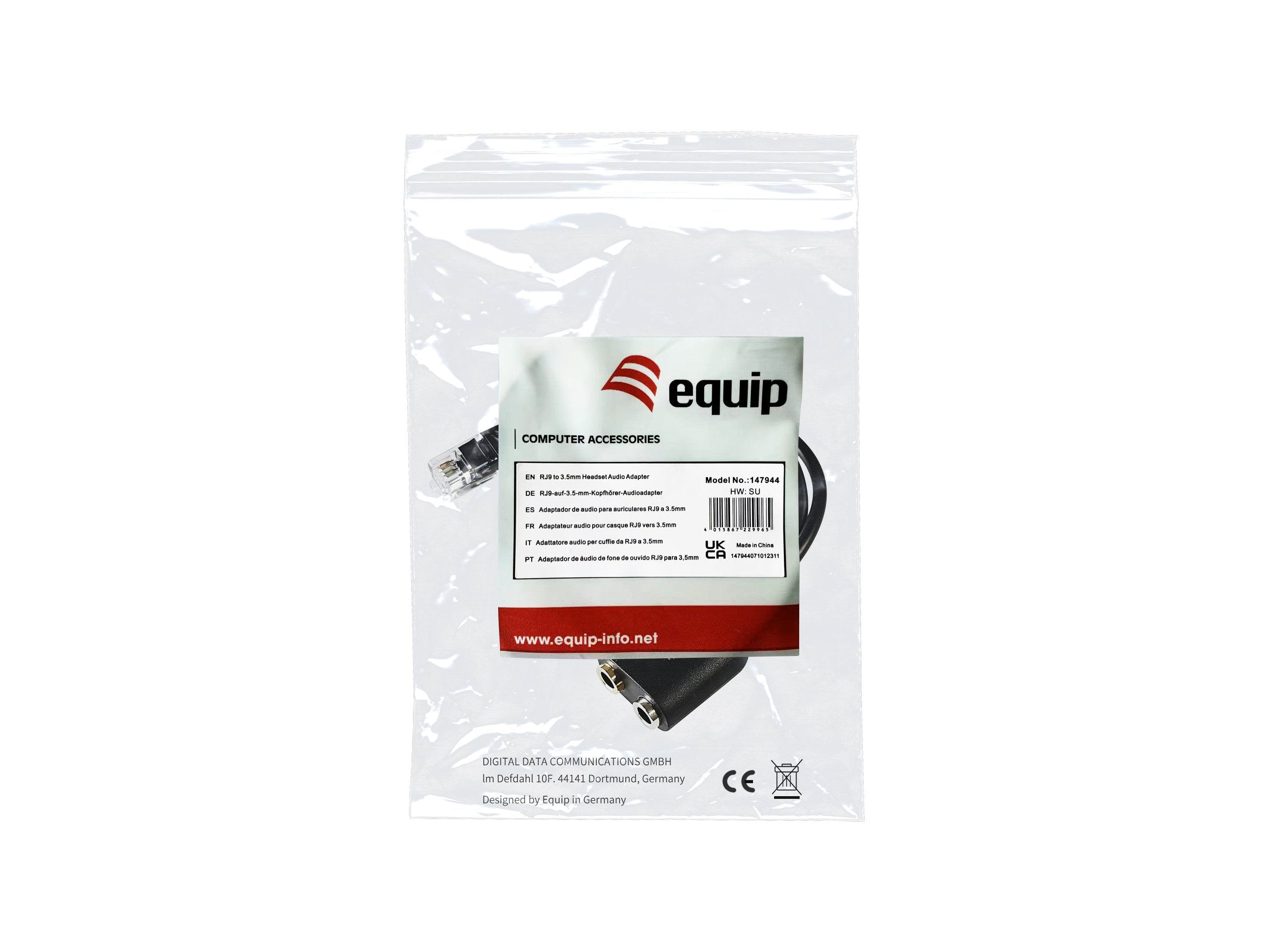 EAN 4015867229965 - Equip 147944 cable de audio 0,25 m RJ-9 2 x 3.5mm Negro imagen 9