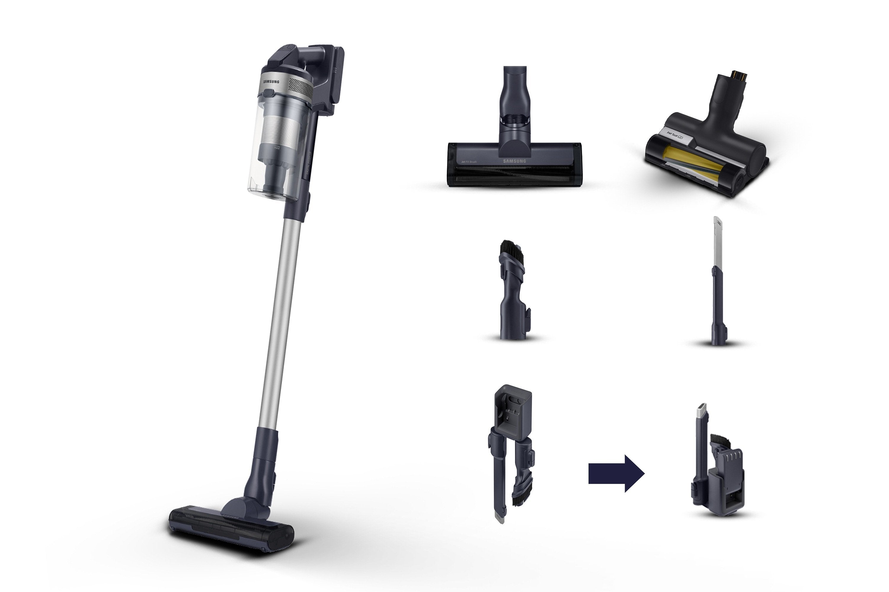 EAN 8806095112220 - Samsung VS15A60AGR5 Aspiradora escoba Batería Secar Sin bolsa 0,8 L 410 W Negro, Plata imagen 1