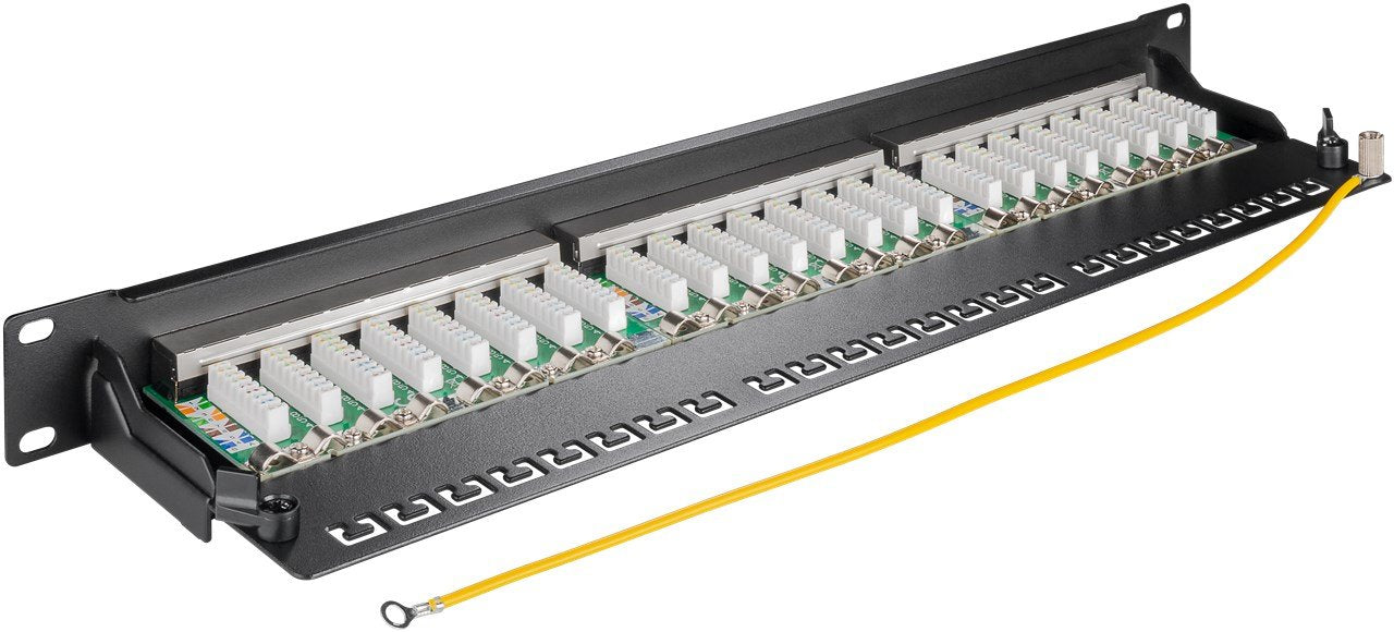 Cat 6a 19inch Patch Panel, 24 Port, Black - Stp Shielded, Bl