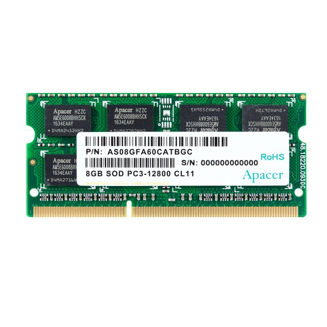 EAN 4712389900012 - Apacer AS08GFA60CATBGJ módulo de memoria 8 GB 1 x 8 GB DDR3 204-pin SO-DIMM imagen 1