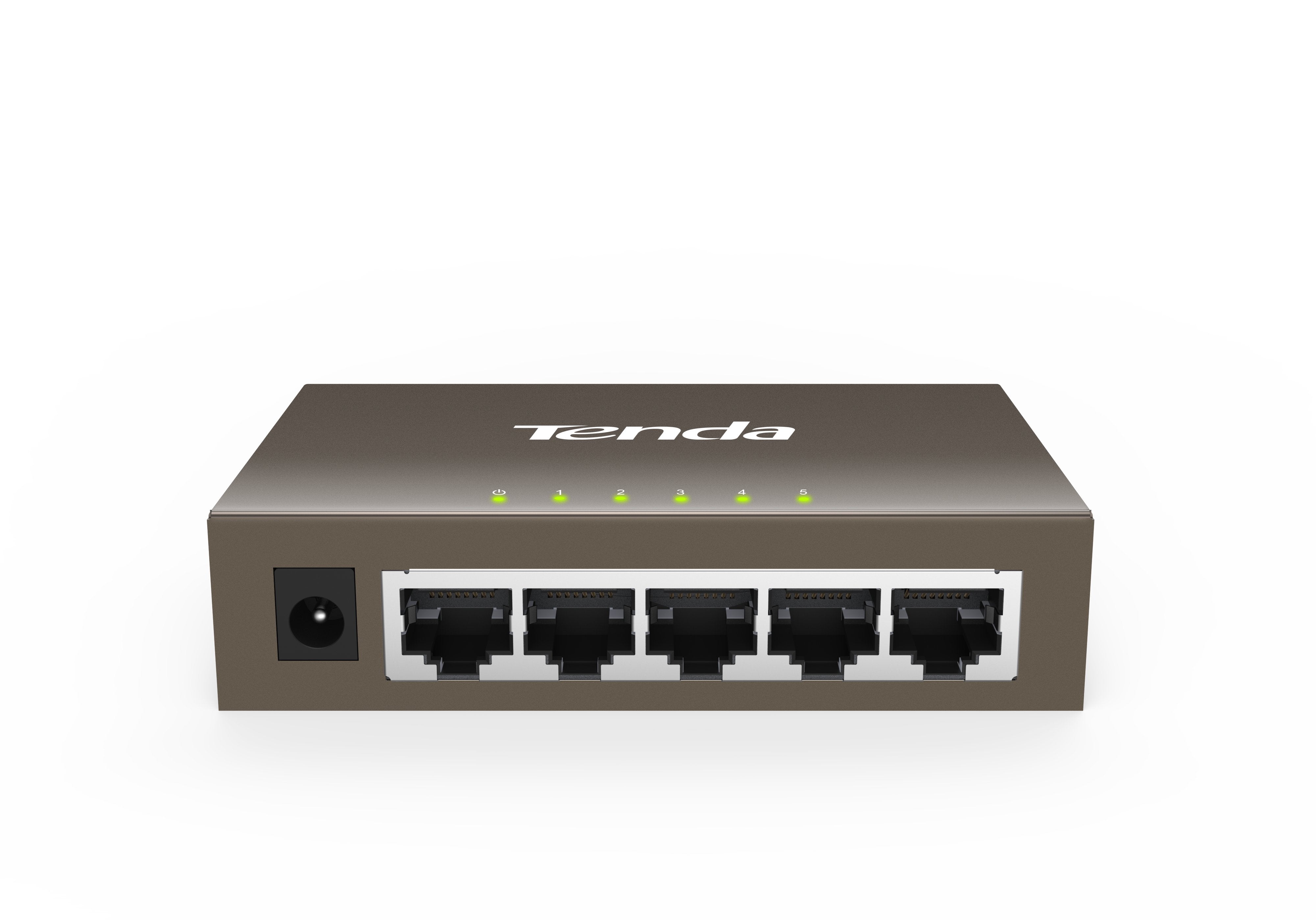 Tenda Switch Teg1005d 5 Puertos 10/100/1000 Auto Mdi/Mdix 5v / 0.6a Tamaño Reducido Carcasa De Acero Sobremesa/Montaje Pared