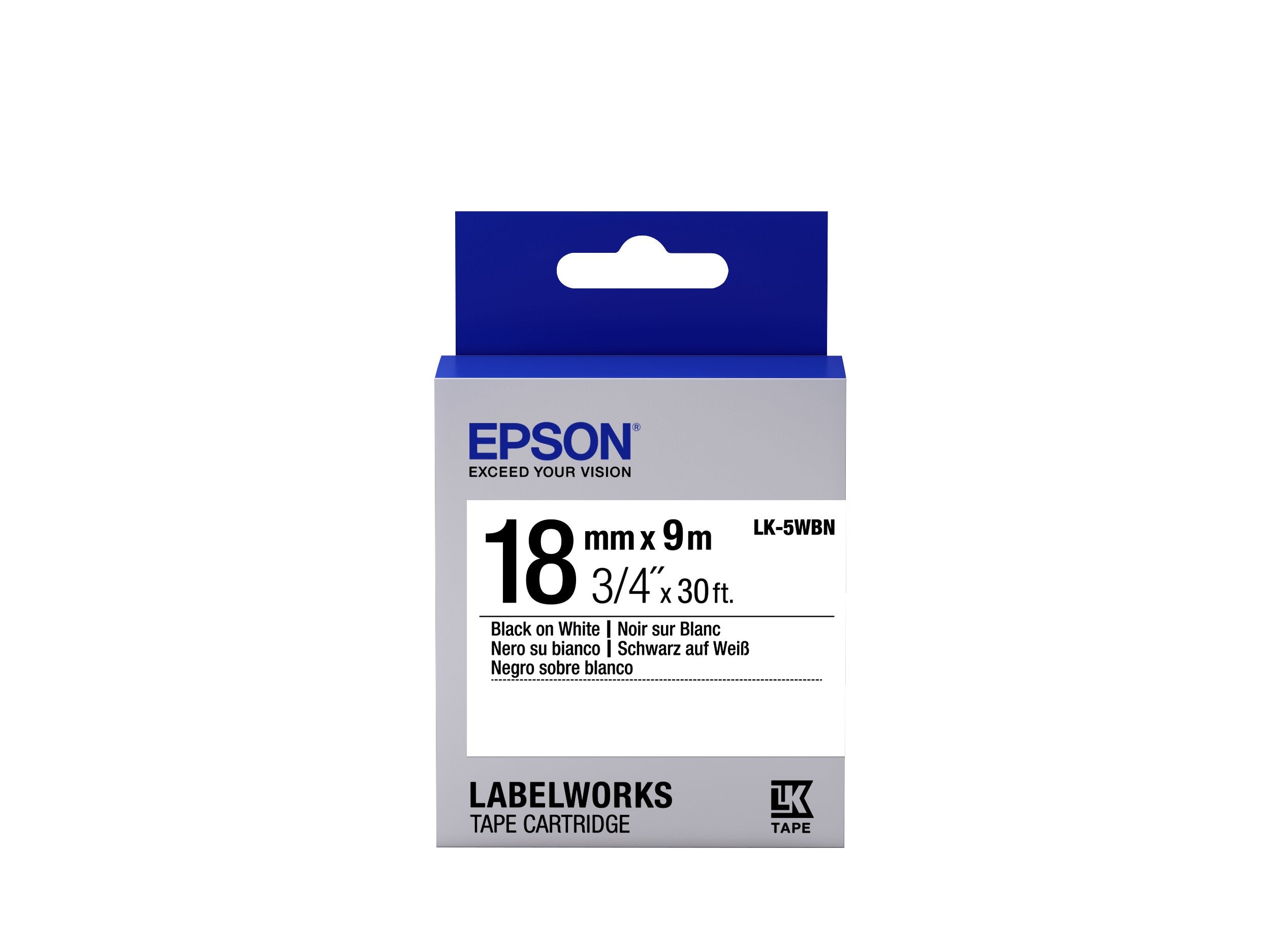 EAN 8715946611501 - Epson LK-5WBN cinta para impresora de etiquetas Negro sobre blanco imagen 1