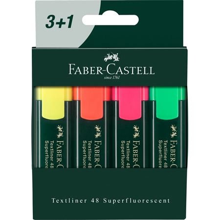 Faber - Castell Marcador Fluorescente Textliner 48 Surtidos -Blister 3+1-