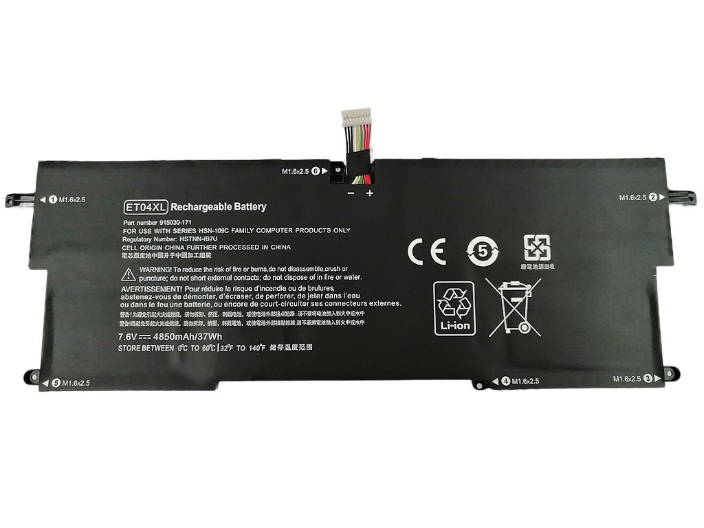 Laptop Battery For Hp 36.86wh Li-Ion 7.6v 4850mah 37wh