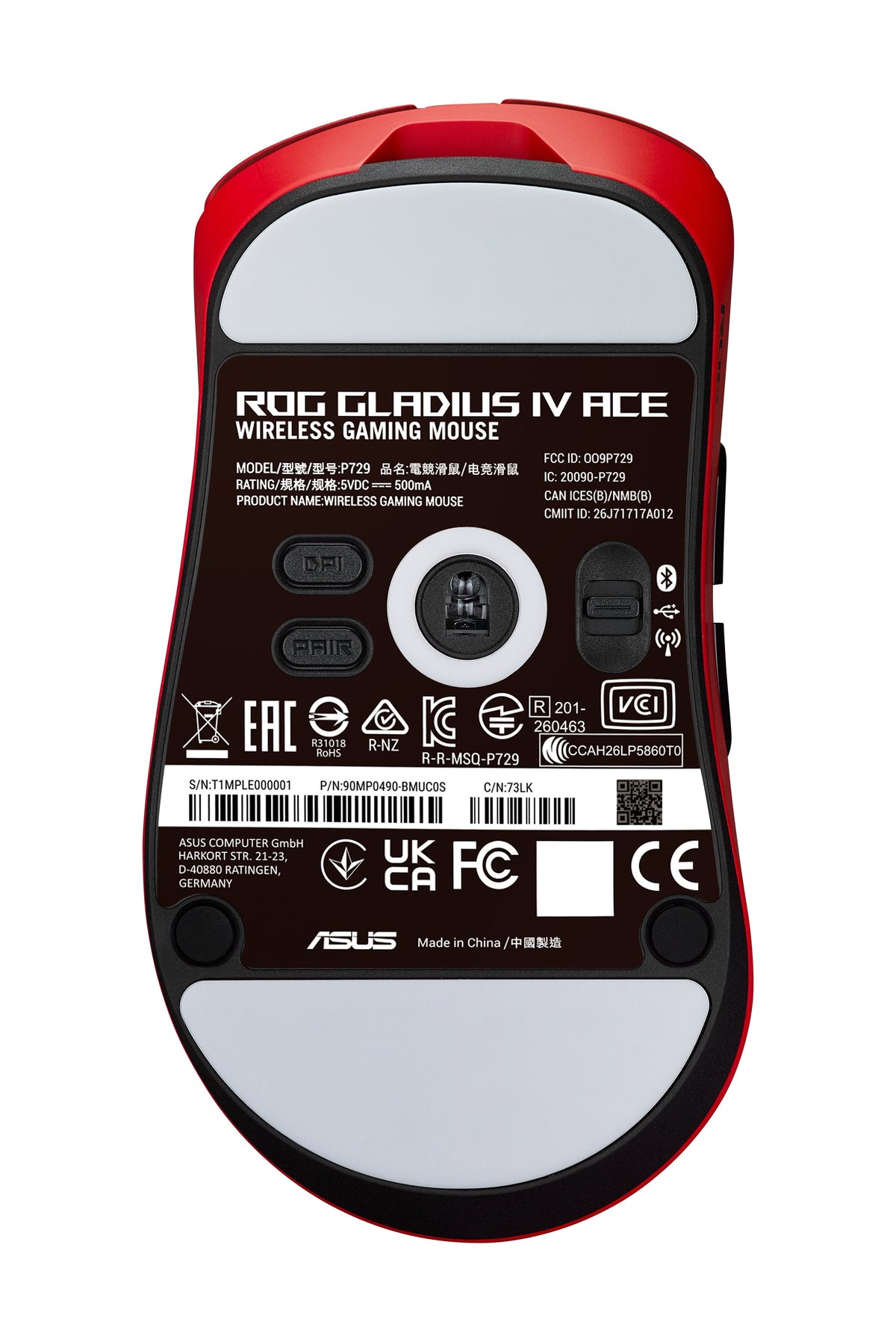Ratón Asus Rog Gladius Iv Ace Gaming De Competición Inalámbrico, Rojo