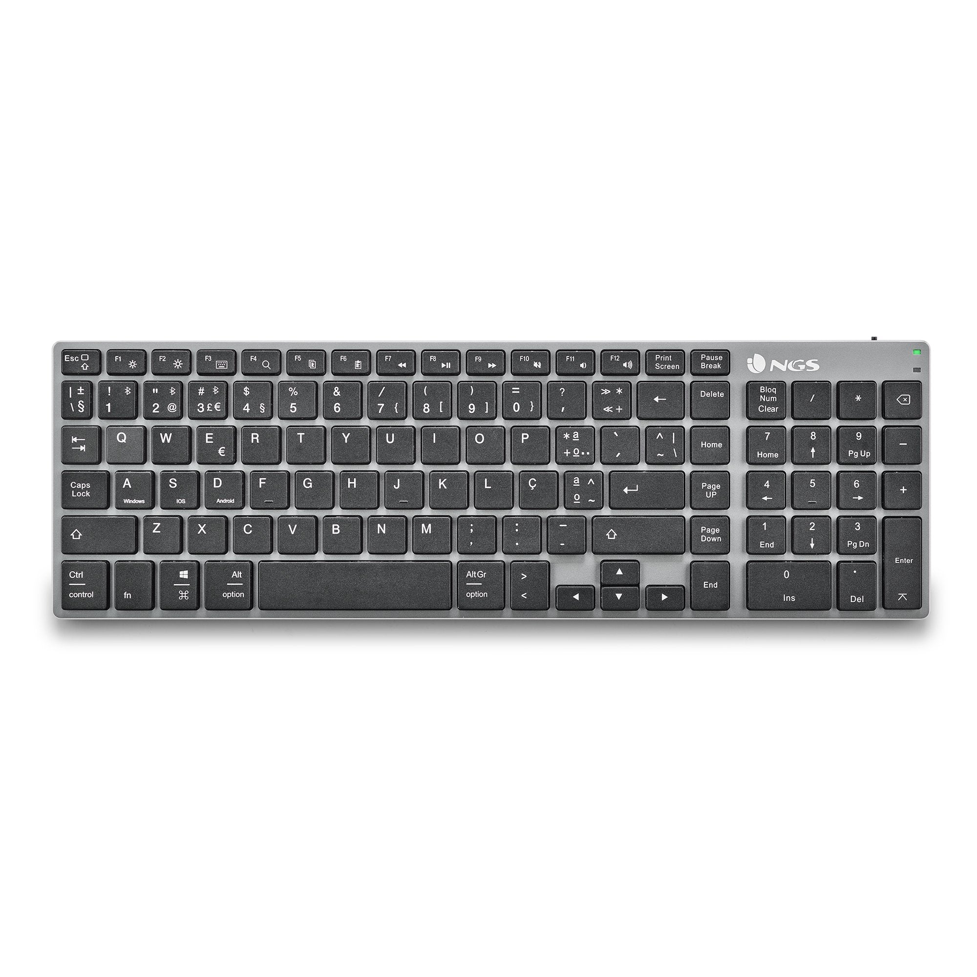 Ngs Fortune-Bt Teclado Multidispositivo Inalambrico Usb Bluetooth - Portugues - Silencioso - Teclas X-Type - Bateria