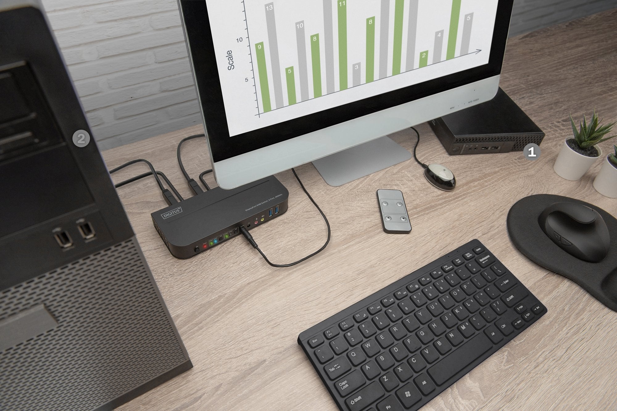 Digitus Kvm Switch, 2-Port, 4k60hz, 2xdp In, 1xdp/Hdmi Out