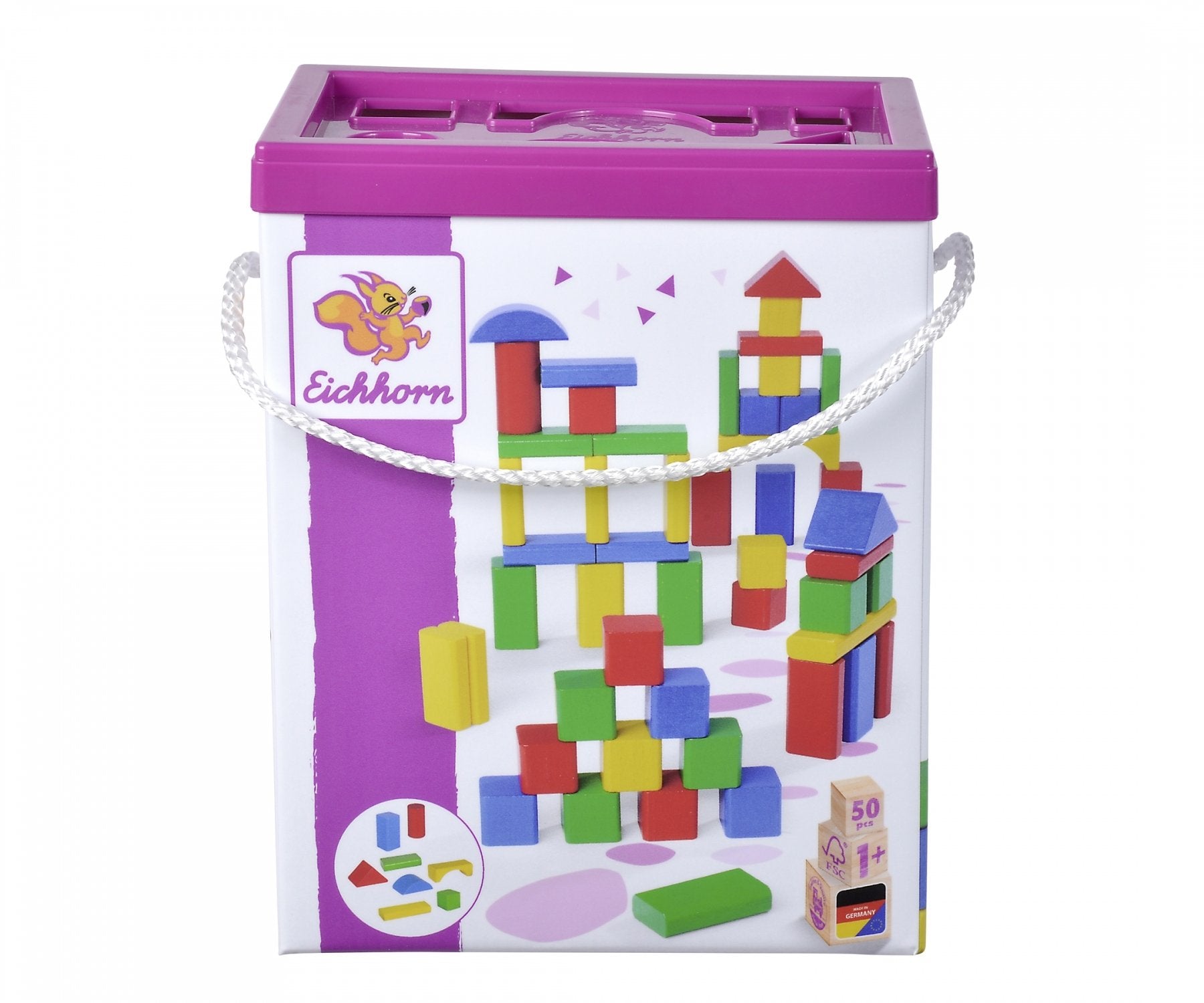 Eichhorn Bloques De Construcción De Madera De Colores 50, Juguetes De Construcción 100050161