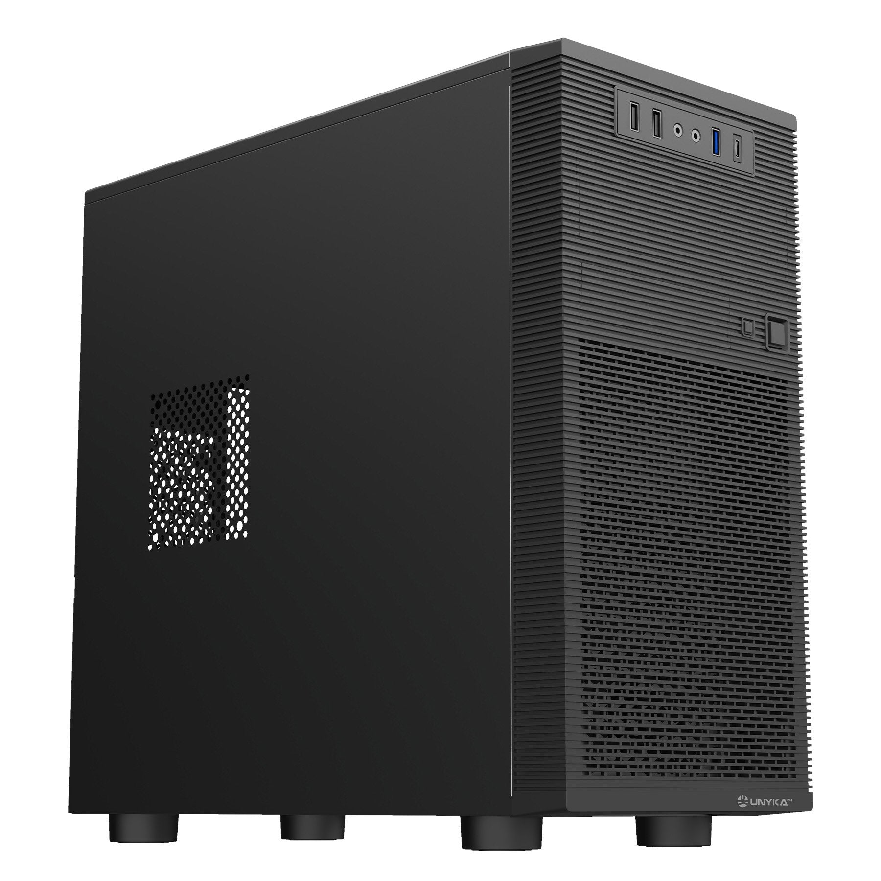 Caja Pc Micro Atx Unykach Aero C15 Uk52015 Frontal Rejilla Disipador Max 150mm Gpu Max 295mm Negro