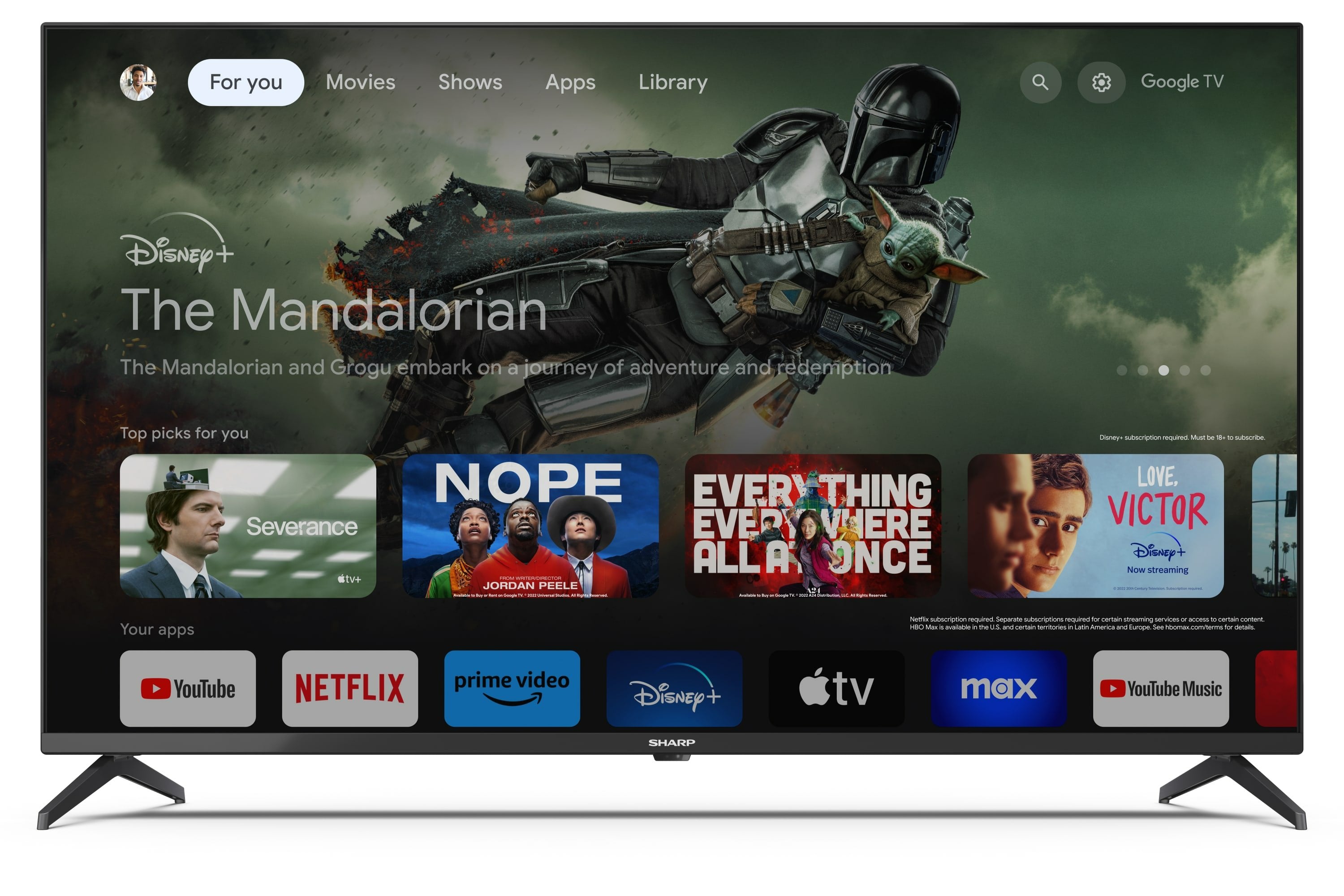 Televisor Sharp 43gl4260e Tv Sin Marco Smart Google 4k Ultra Hd De 43" (108 Cm), Dolby Vision, Dolby Atmos, Asistente De Google