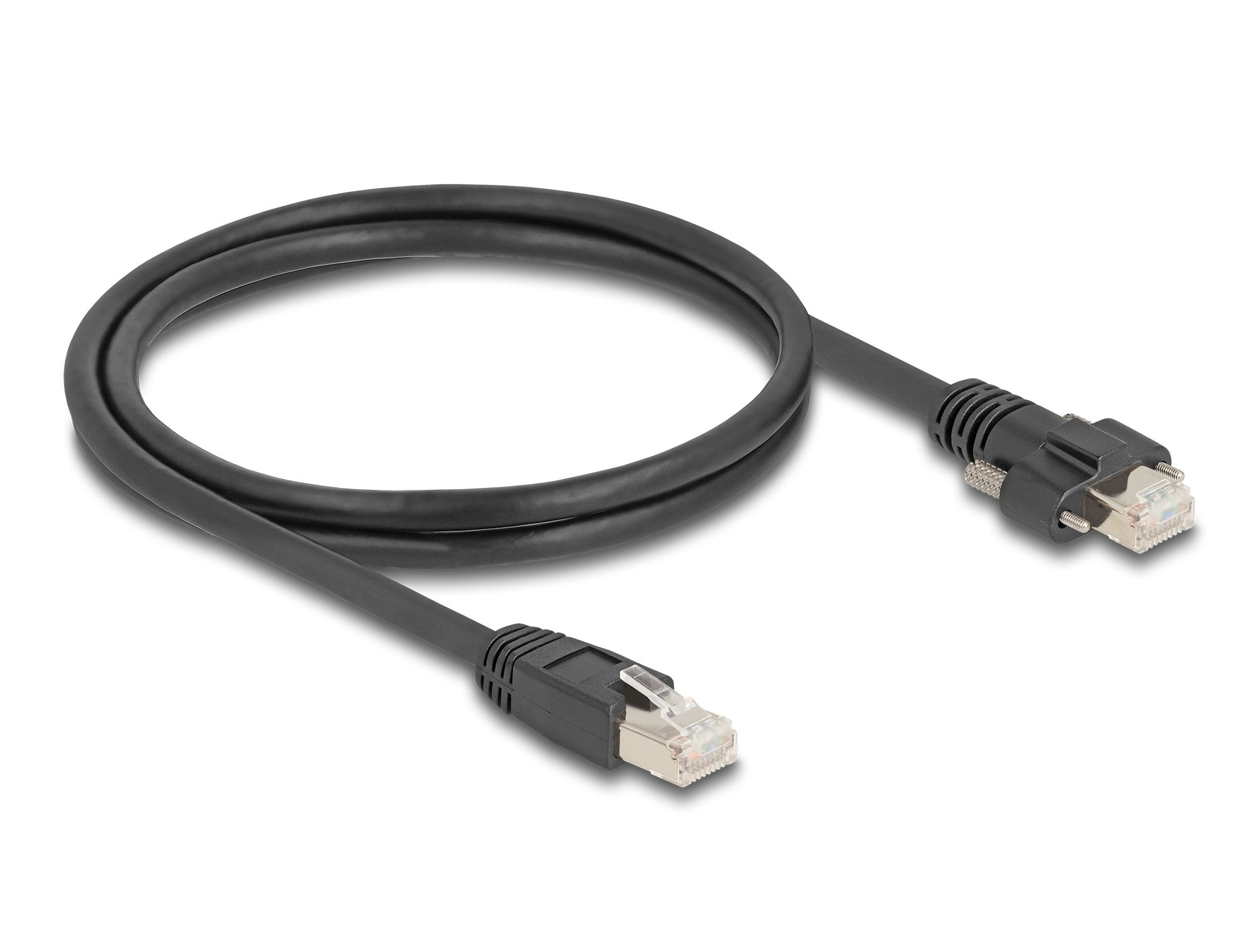 Delock 80477 Cable Rj45 Macho A Rj45 Macho Con Tornillos 20 Mm Para Gige Camera Cat.6a S/Ftp 1 M Negro