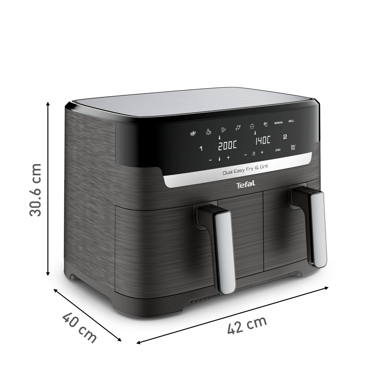 EAN 3045380024243 - Tefal Dual Easy Fry & Grill EY905B Doble 8,3 L Independiente 2700 W Freidora de aire caliente Gris imagen 13