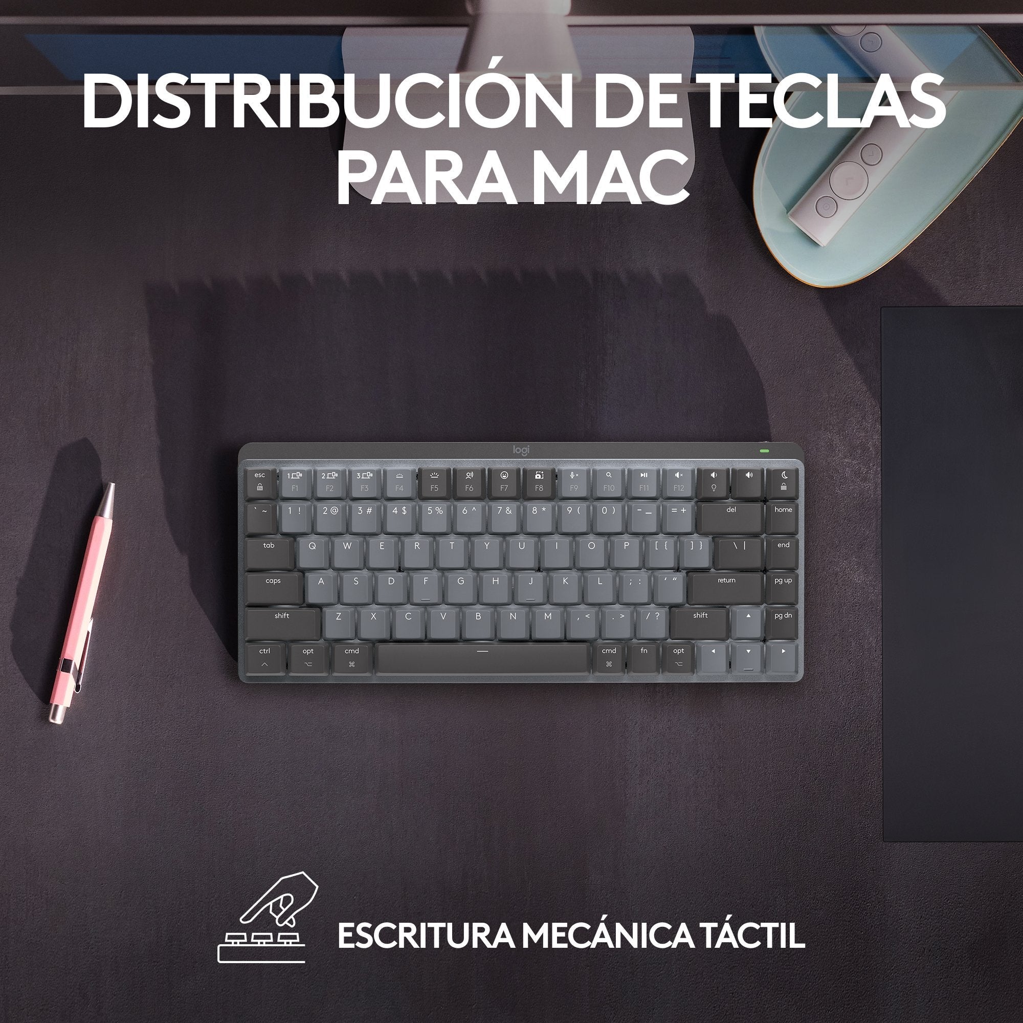 Logitech Mx Mini Mechanical For Mac Teclado Bluetooth Qwerty Internacional De Ee.Uu. Grafito, Gris