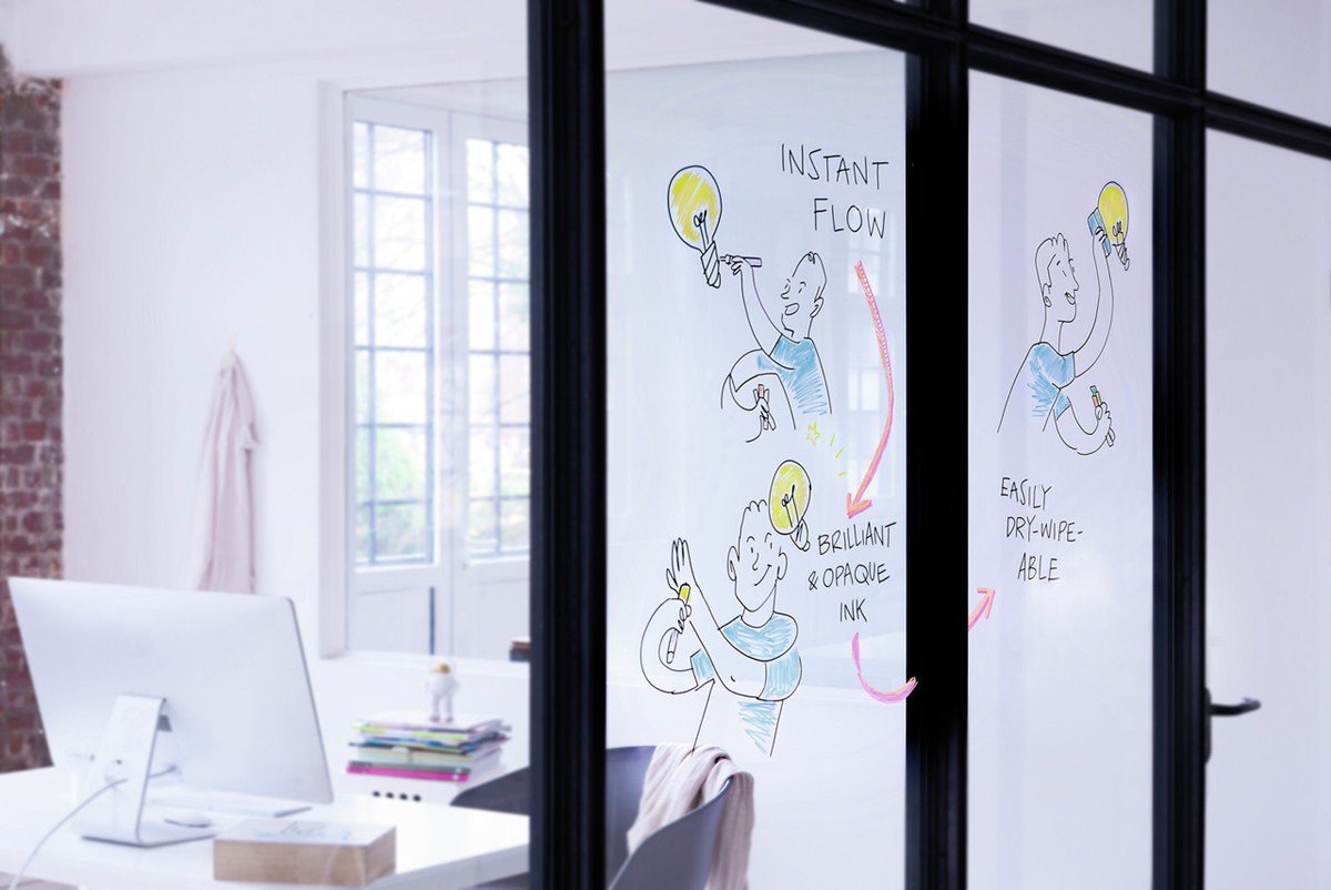 Edding 95 Pack De 6 Rotuladores De Tiza Liquida - Punta Redonda - Trazo 1.5-3mm - Colores Blanco, Amarillo, Negro,