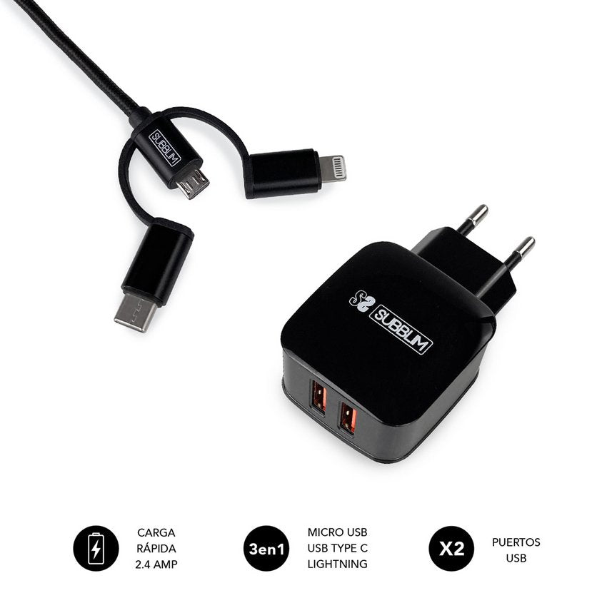EAN 8436586740702 - SUBBLIM SUB-CHG-1ZWC02 cargador de dispositivo móvil Universal Negro Corriente alterna Carga rápida Inter imagen 7