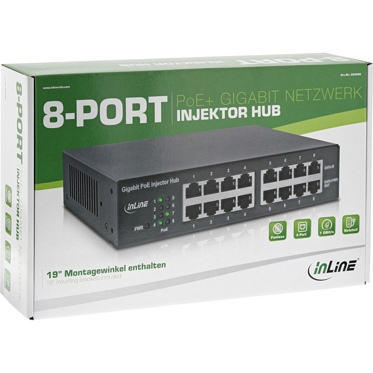 EAN 4043718276028 - InLine 32308H adaptador e inyector de PoE Gigabit Ethernet 56 V imagen 5