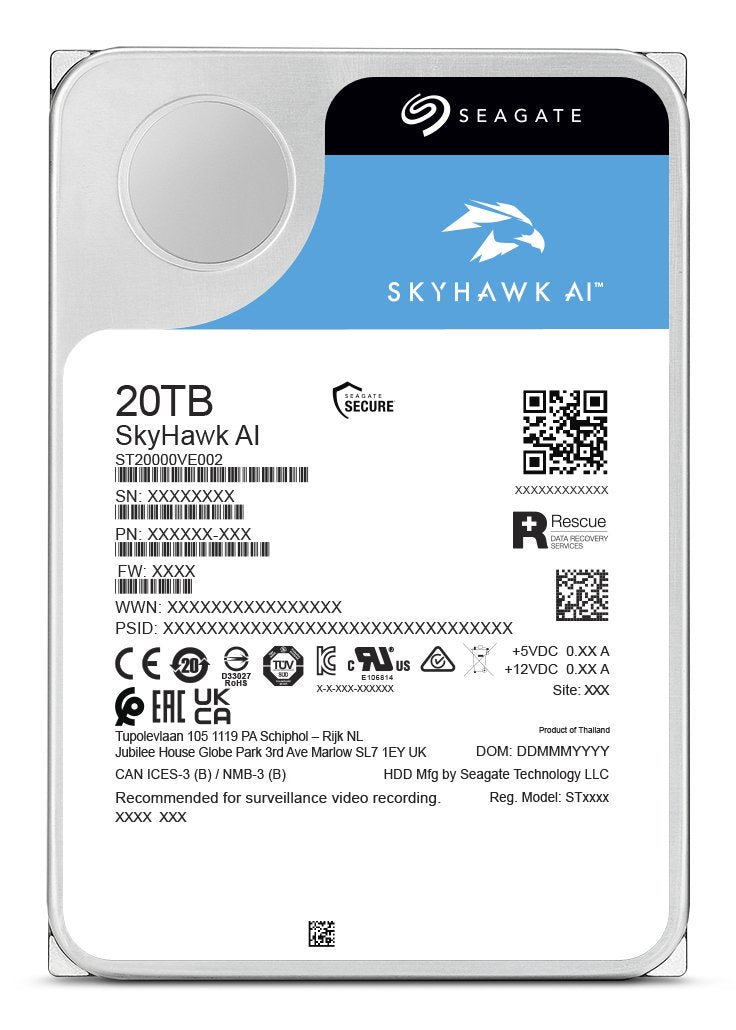EAN 8719706441339 - Seagate SkyHawk AI ST20000VE004 disco duro interno 20 TB 7200 RPM 512 MB 3.5" Serial ATA III imagen 4