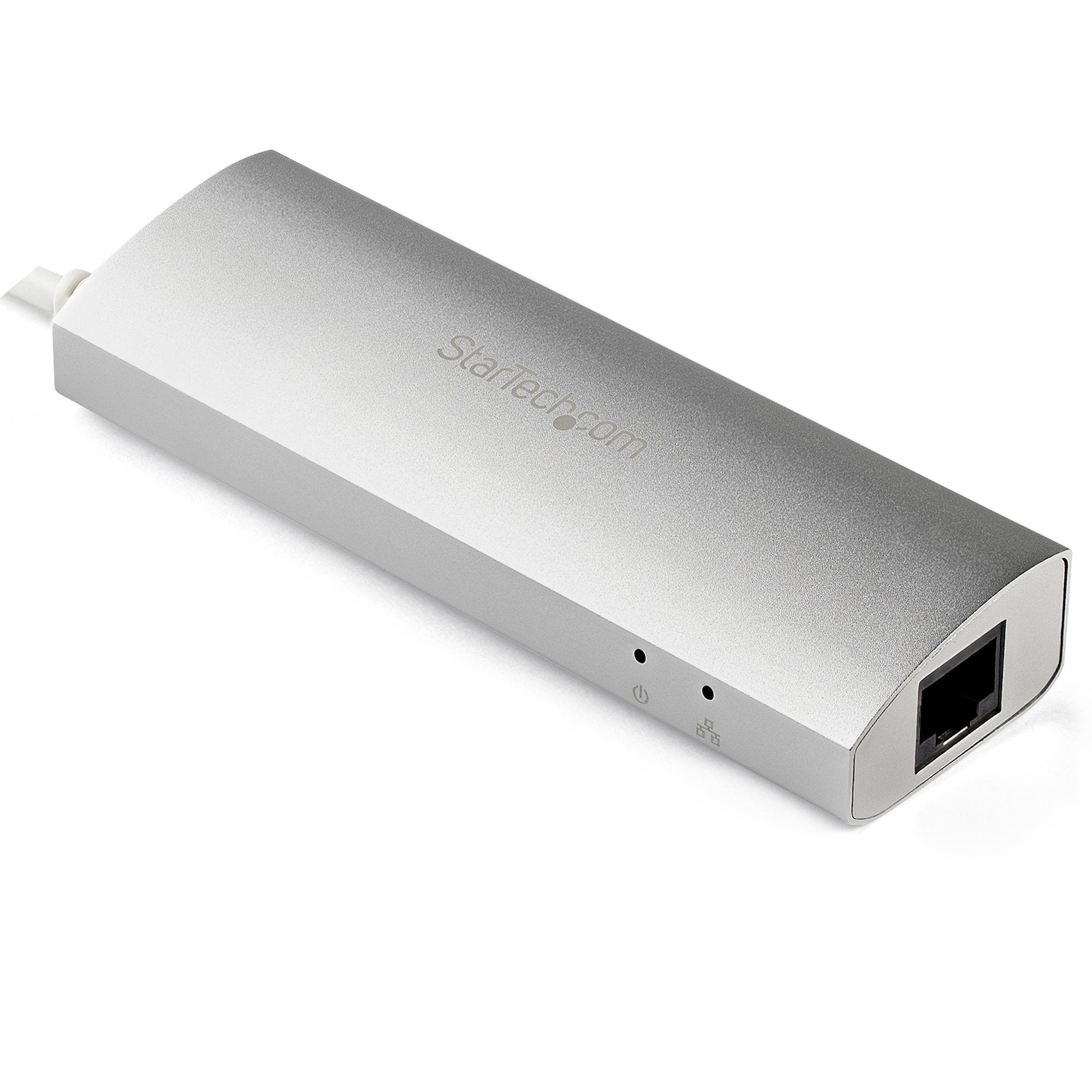 Startech Hub De 3 Puertos Usb 3.0 Con Adaptador De Red Ethernet Gigabit - Hub Portátil De Aluminio 2 Años