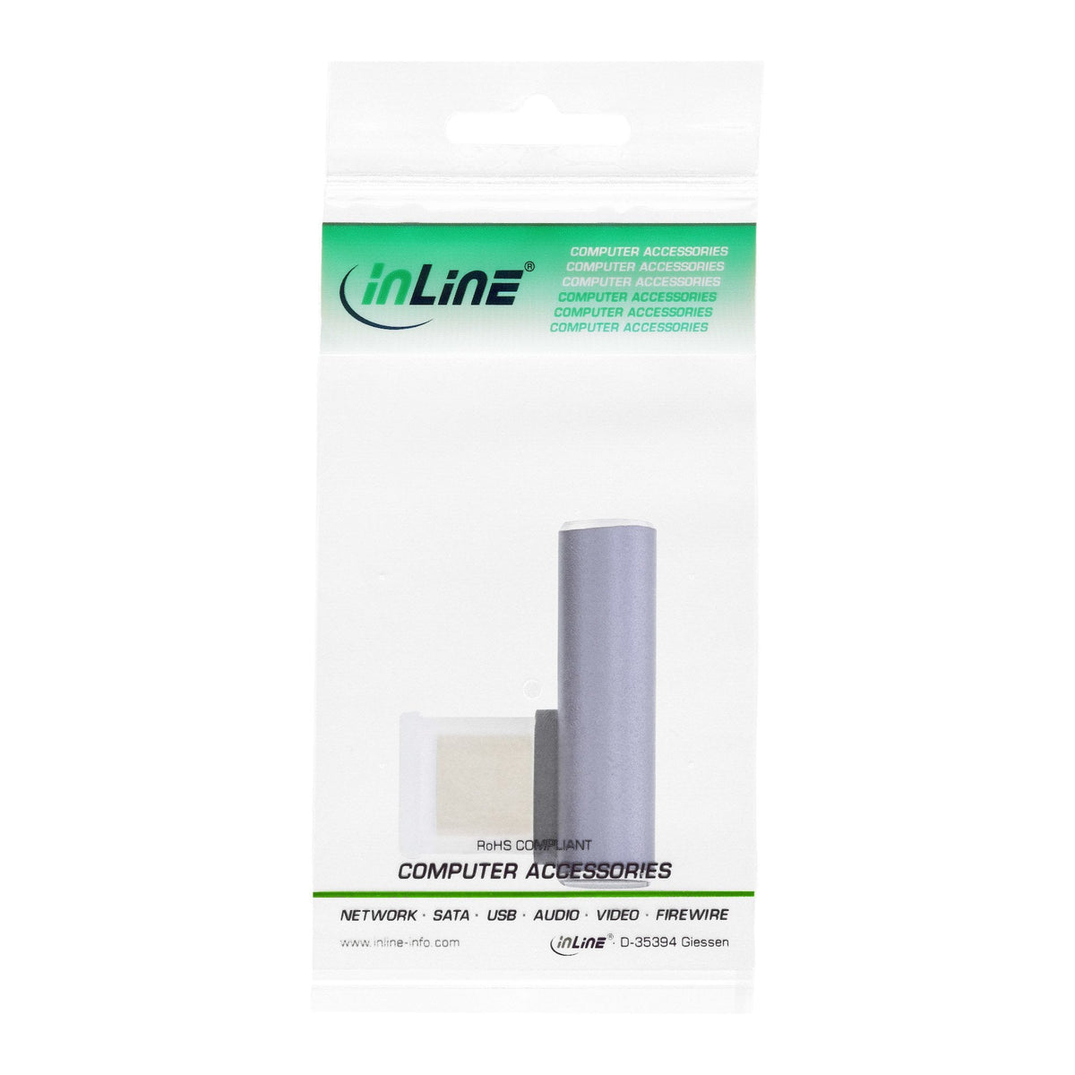 Adaptador Inline Usb4, Usb Tipo C Macho/Hembra Vertical En Ángulo Derecho/Izquierdo, Aluminio, Gris