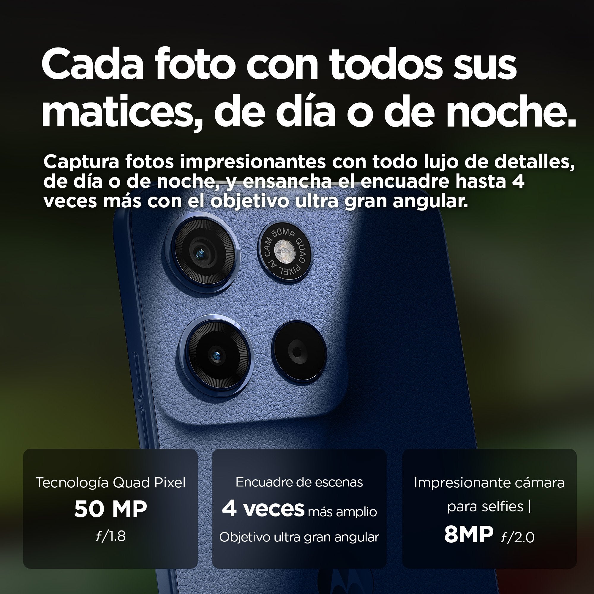 Motorola Moto G15 4g Smartphone Sim Doble Ram 8 Gb / Memoria Interna 512 Gb Microsd Slot Pantalla Lcd 6.72" 2400 X 1080 Píxeles (60 Hz) 2 X Cámaras Traseras 50 Mp 5 Mp Front Camera 8 Mp Azul Marino