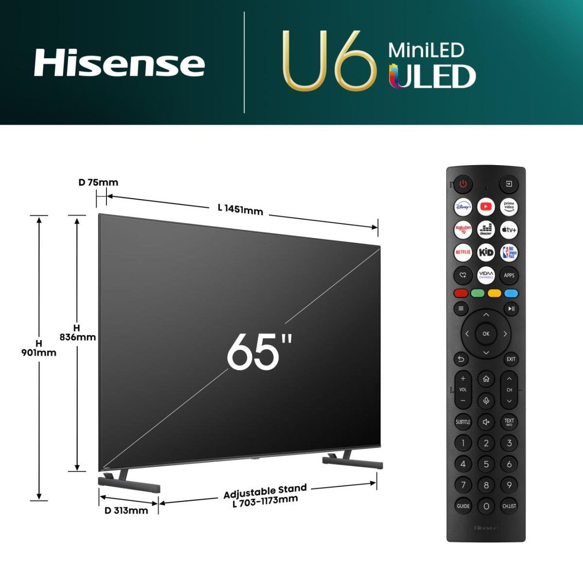 EAN 6942351404042 - Hisense 65U6NQ 165,1 cm (65") 4K Ultra HD Smart TV Wifi Gris 600 cd / m² imagen 2