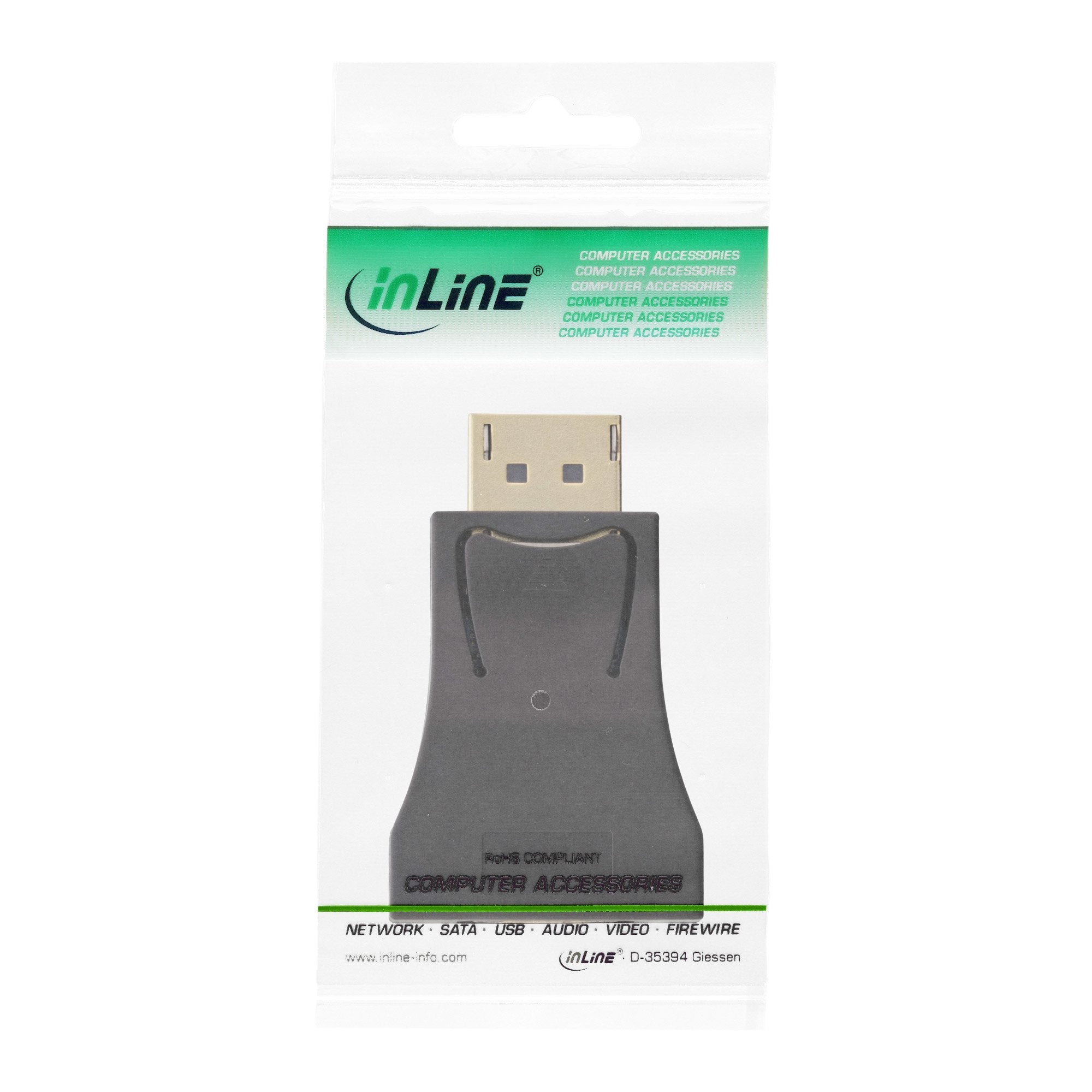 Inline Adaptador Displayport Macho A Vga Hembra, Fullhd/60hz, Negro/Dorado
