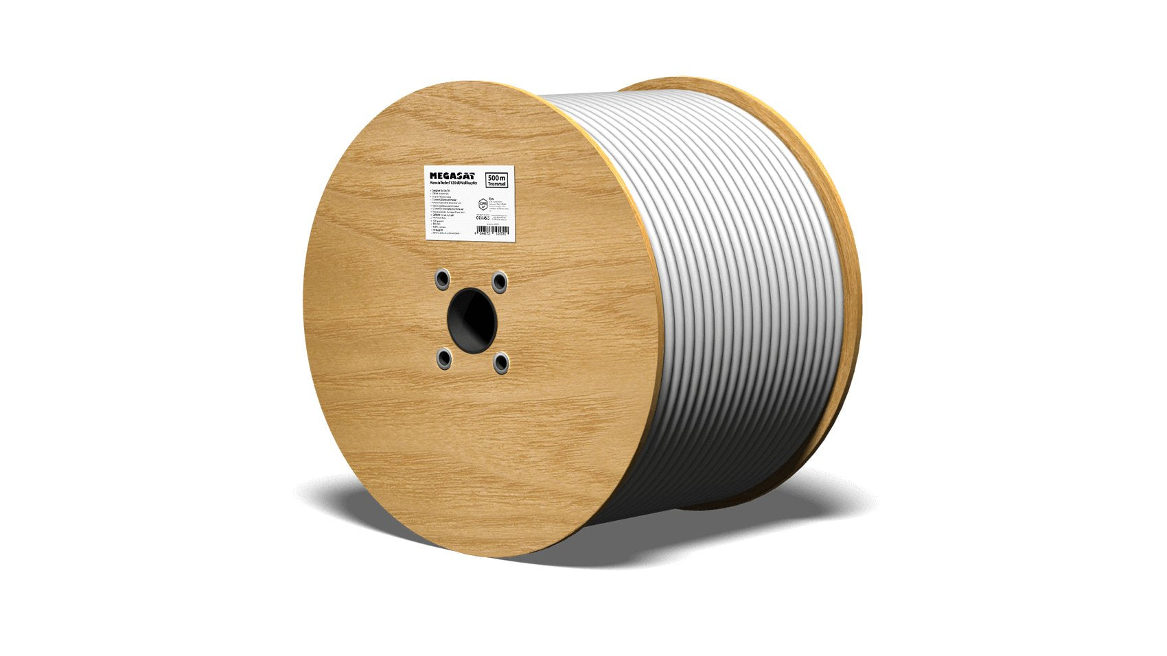 Megasat Vollkupfer Koaxcable 500m Trommel,120db,3-Fach Geschirmt