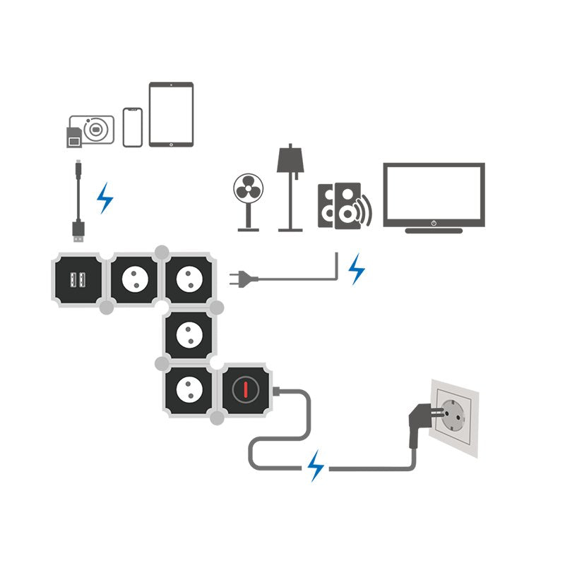 Regleta De Enchufes De 4 Vías Logilink, 4xcee 7/3 + 2xusb-A, 1,5 M