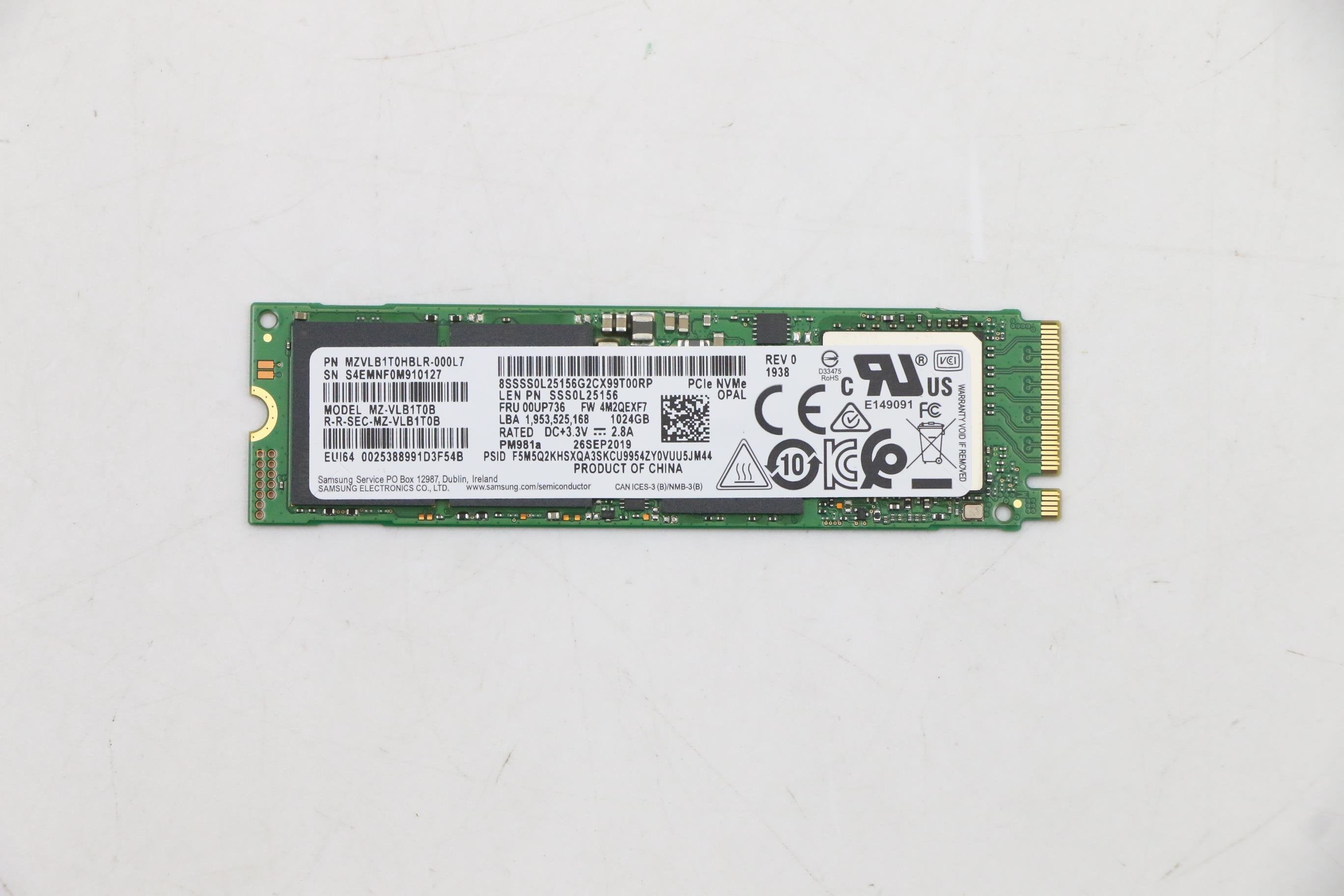 EAN 5704174224631 - Lenovo 00UP736 unidad de estado sólido 1 TB M.2 PCI Express NVMe imagen 1