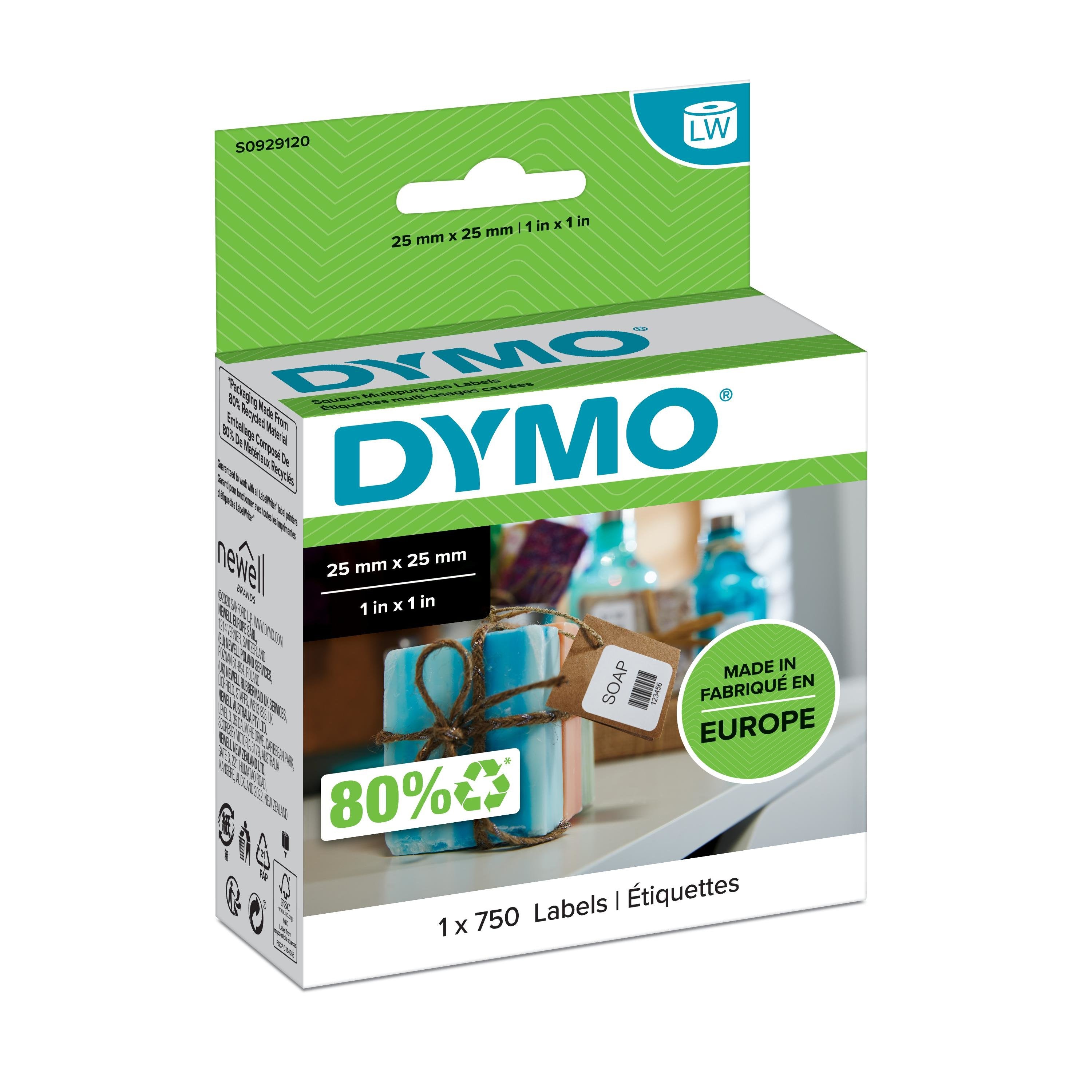 EAN 3501170929124 - DYMO LW - Multi-Purpose Labels - 25 x 25 mm - S0929120 Blanco Etiqueta para impresora autoadhesiva imagen 1