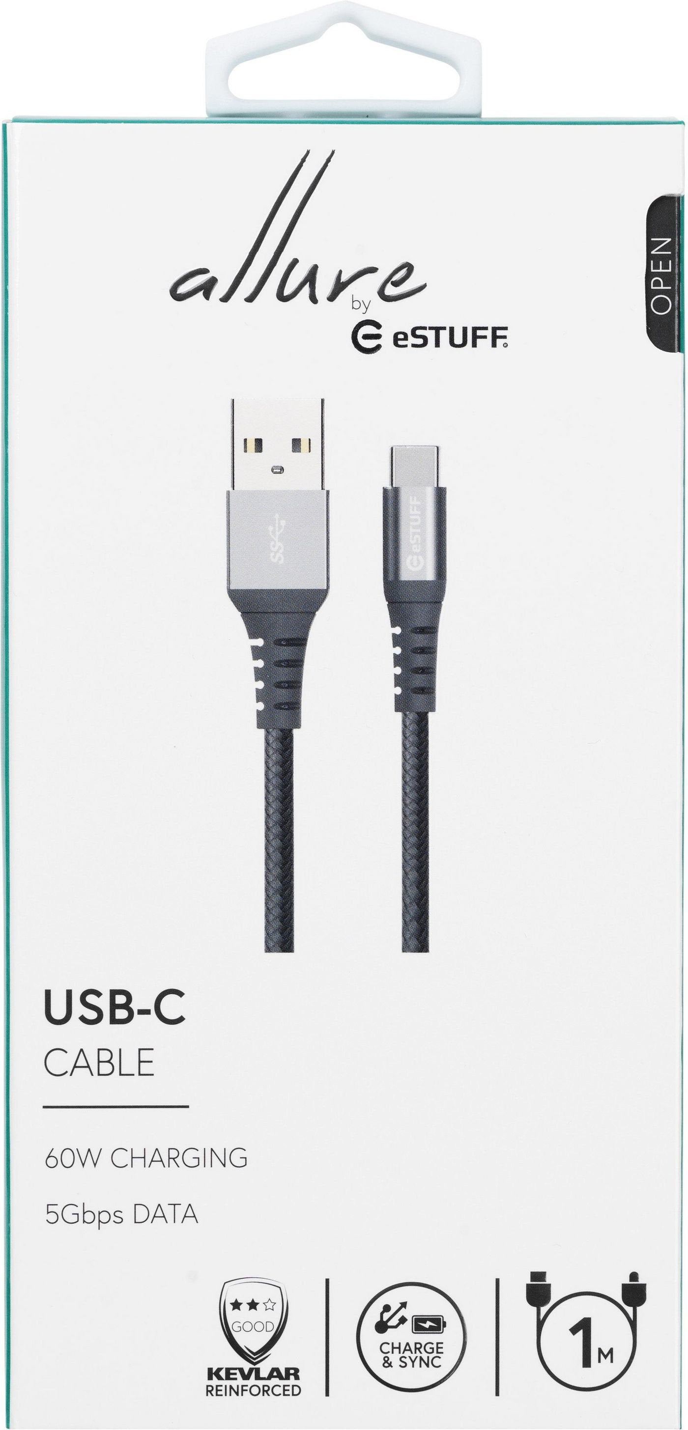 EAN 5706998553522 - eSTUFF ES605151 cable USB USB 3.2 Gen 1 (3.1 Gen 1) 1 m USB C USB A Gris imagen 2