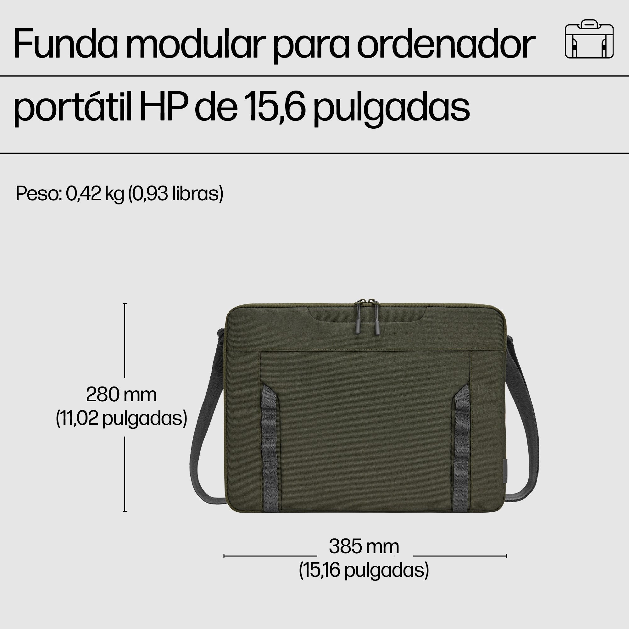 EAN 0197961660456 - HP 15.6 Modular Laptop Sleeve 39,6 cm (15.6") Verde, Gris imagen 2