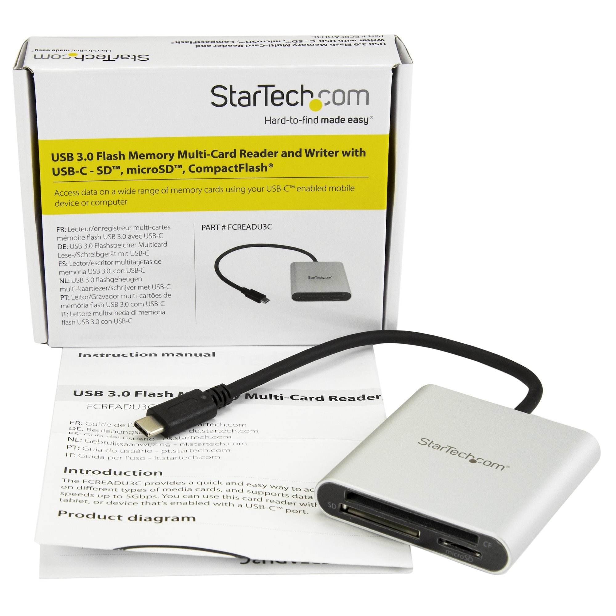 EAN 0065030866934 - StarTech.com FCREADU3C lector de tarjeta USB 3.2 Gen 1 (3.1 Gen 1) Type-C Negro, Plata imagen 5