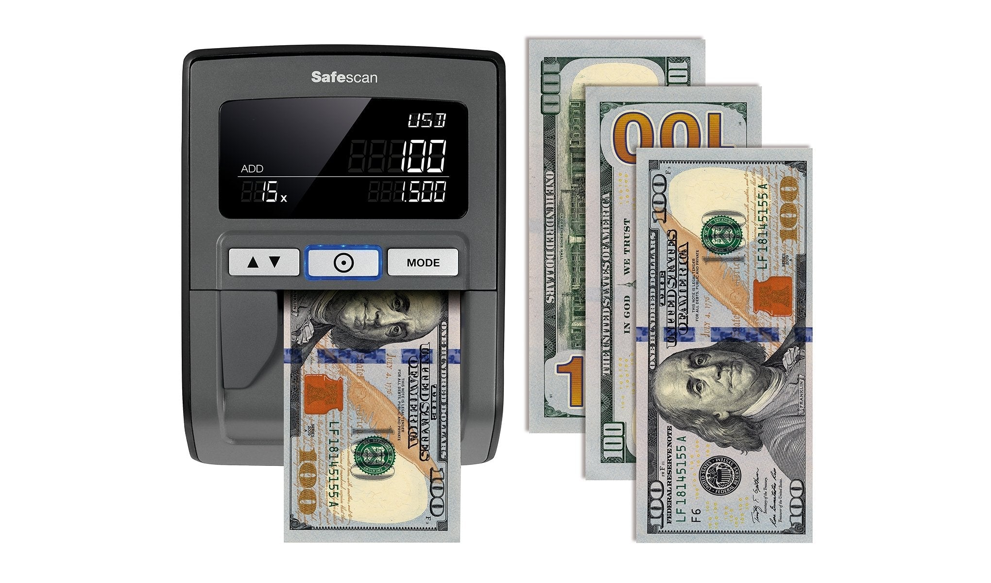 Safescan 185-S, Detector De Billetes Falsos Automático, Detección 7 Puntos Para 8 Divisas, Bce Testado, Puerto Usb + Sd Para Actualizaciones, Negro