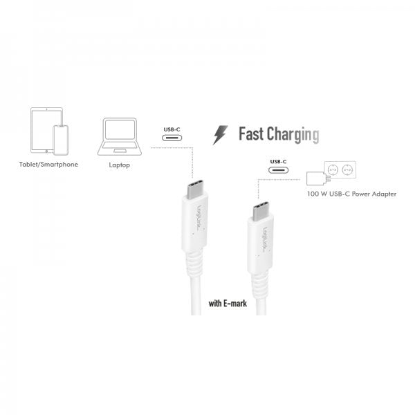 Cable De Conexión Logilink Usb 4 Usb-C Gen3x2, E-Mark, 8k, 1m, Wei
