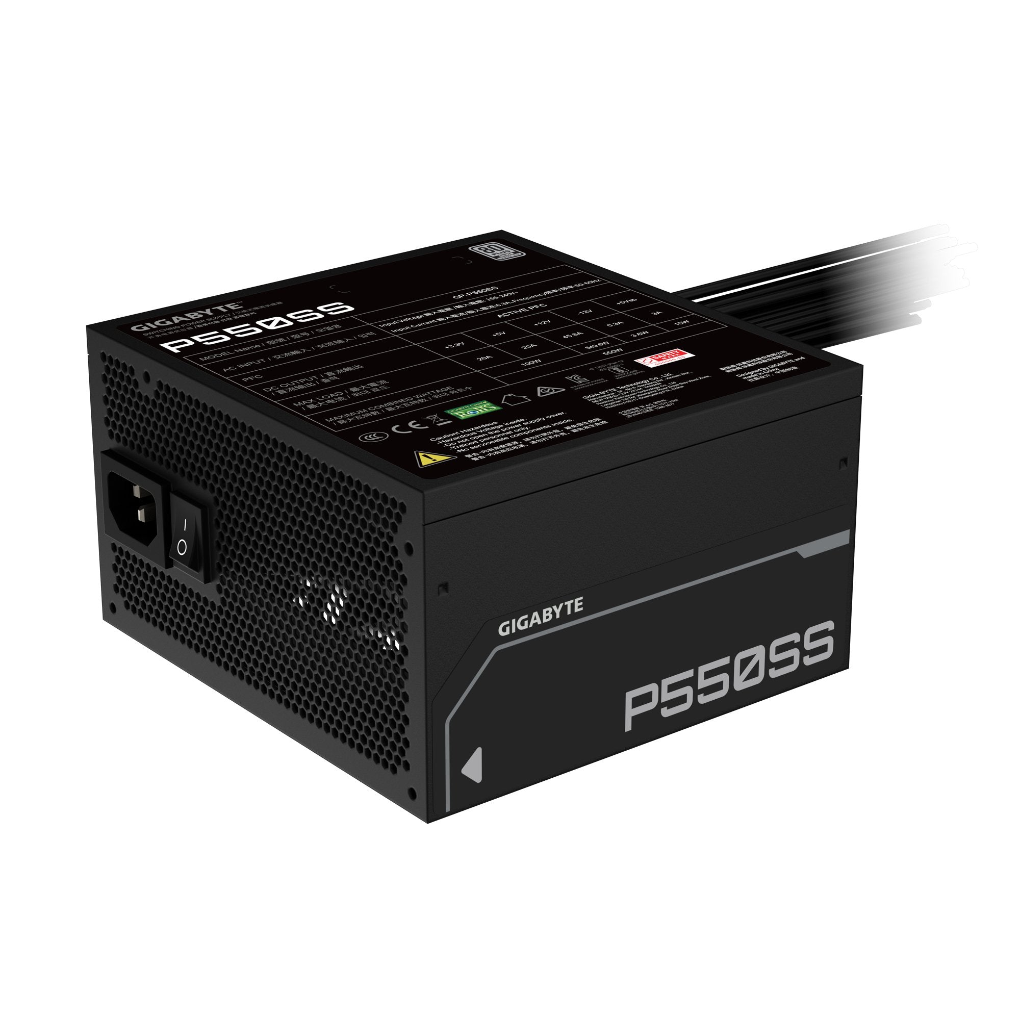 EAN 4719331554095 - GIGABYTE P650SS unidad de fuente de alimentación 550 W 20+4 pin ATX Blanco imagen 6