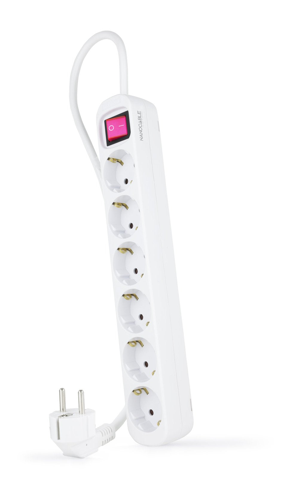 Nanocable Regleta De Proteccion Con 6 Shuckos - Cable De 1.40m - Interruptor On/Off - Blanco