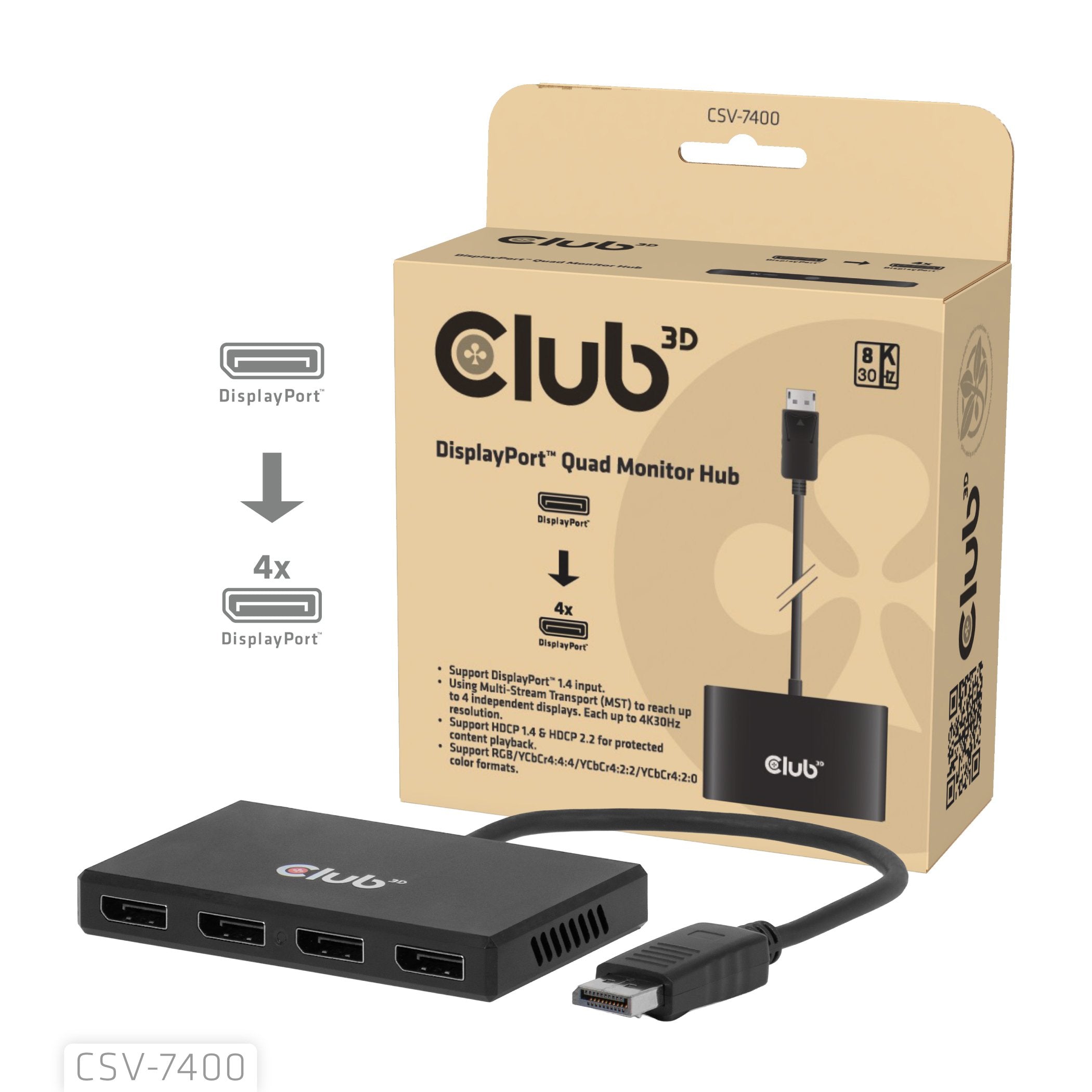 EAN 8719214473679 - CLUB3D CSV-7400 divisor de video 4x DisplayPort imagen 2